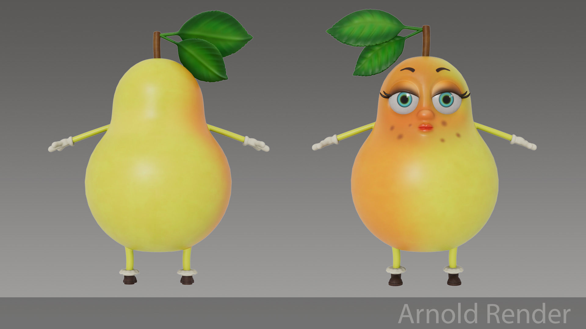 Pear cartoon Low-poly 3D model_6