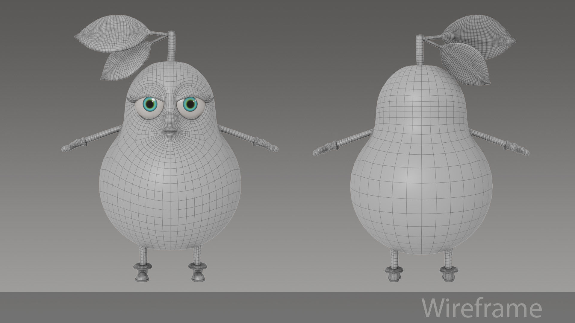 Pear cartoon Low-poly 3D model_10