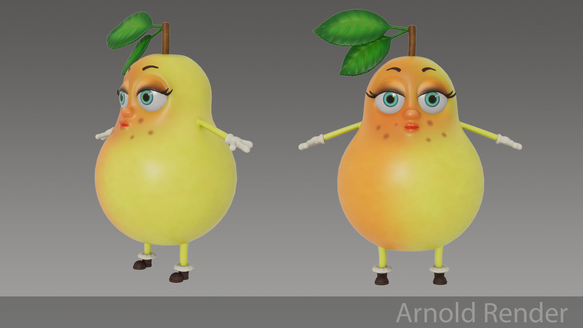 Pear cartoon Low-poly 3D model_7