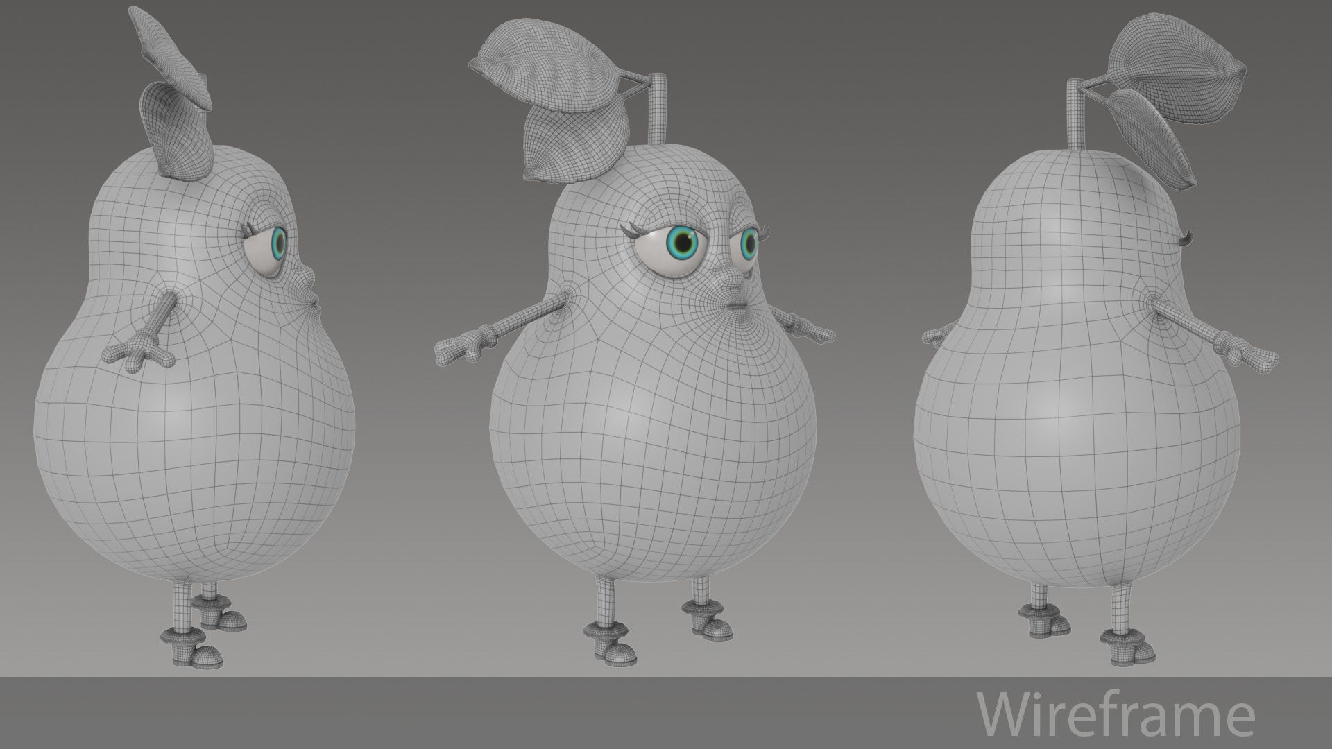 Pear cartoon Low-poly 3D model_9