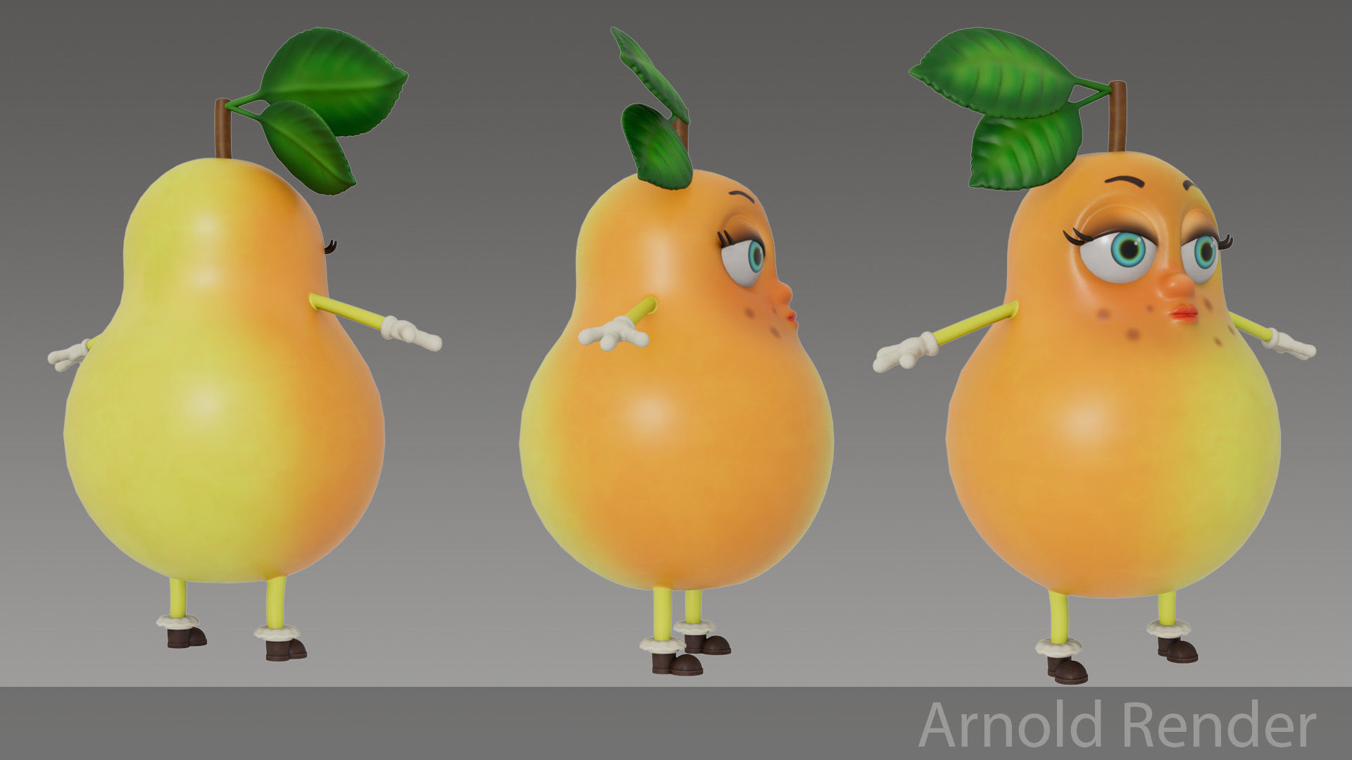 Pear cartoon Low-poly 3D model_5