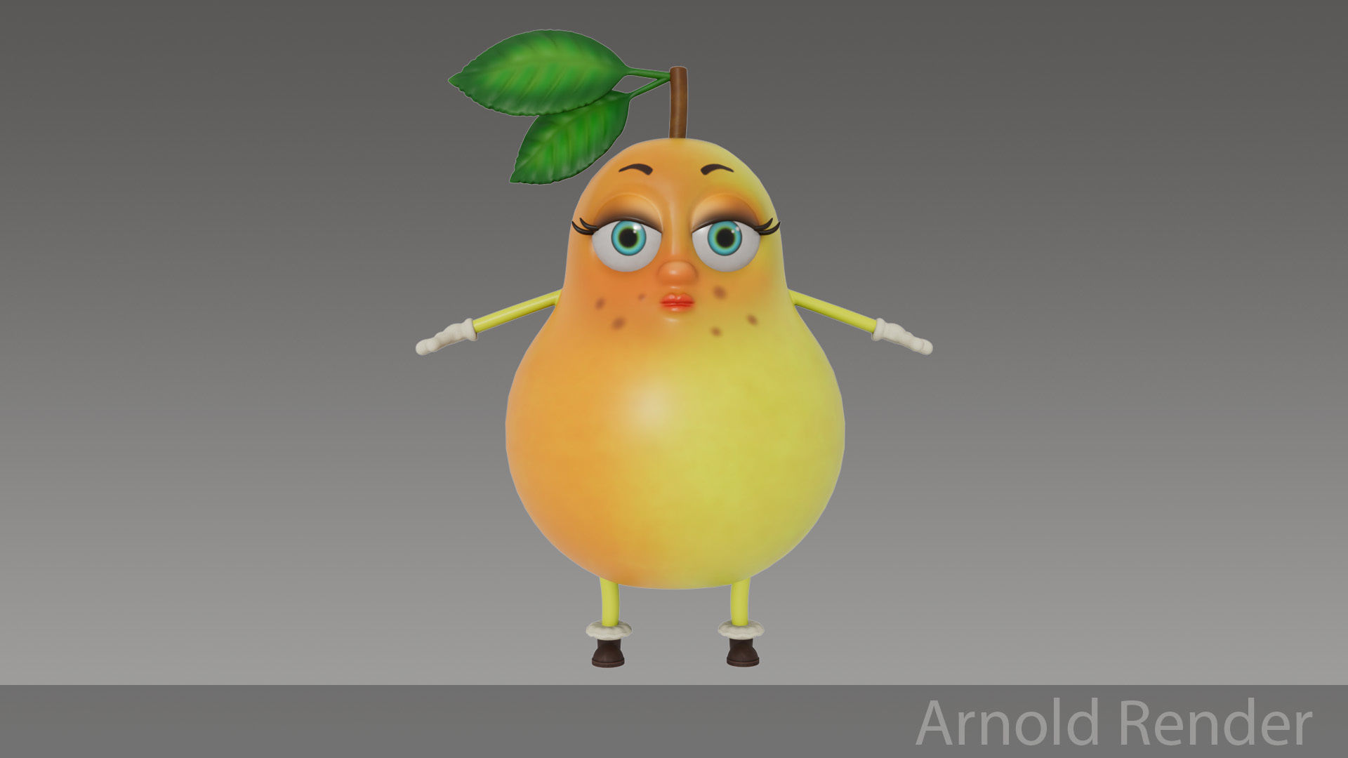 Pear cartoon Low-poly 3D model_4