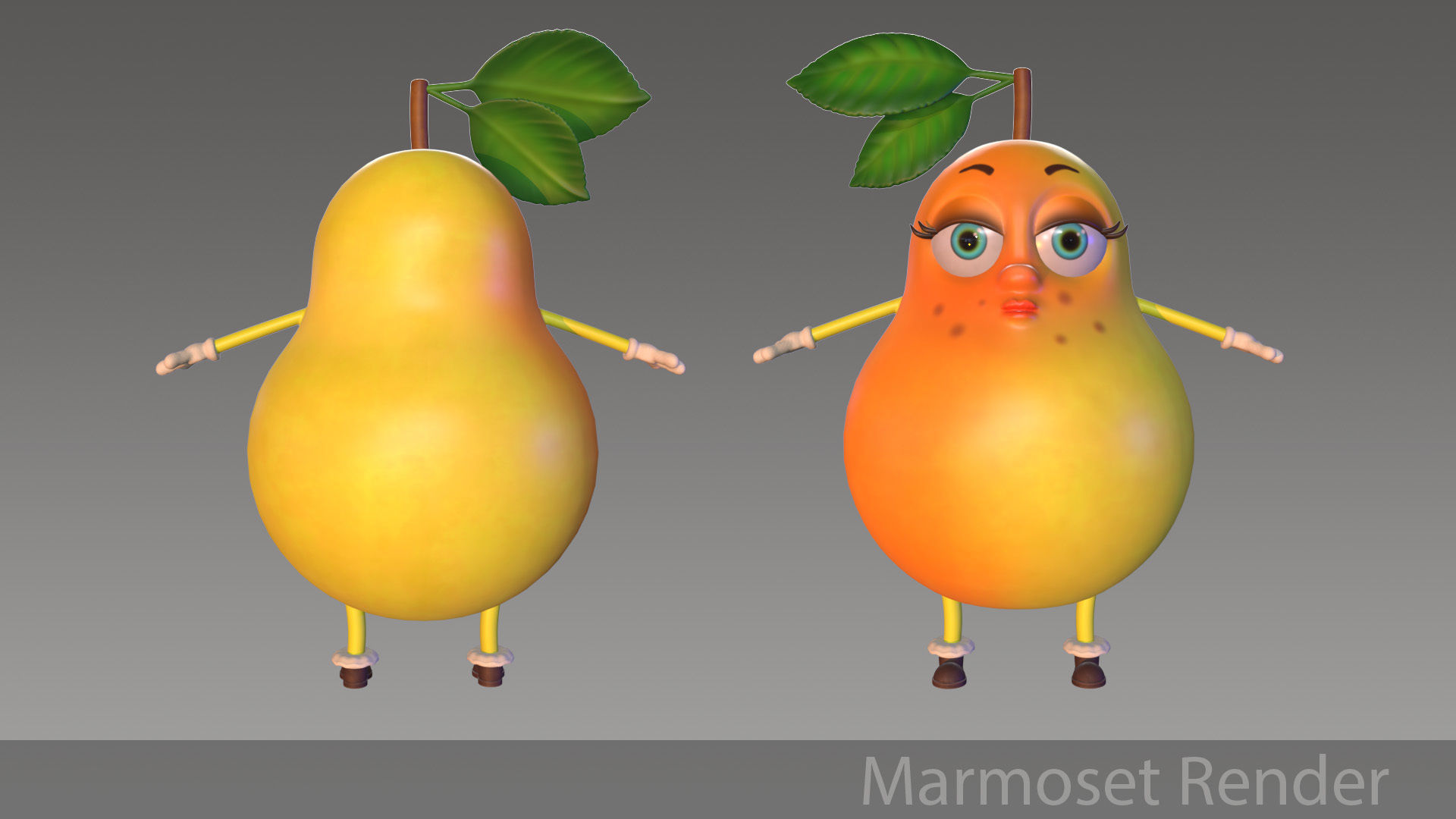 Pear cartoon Low-poly 3D model_3