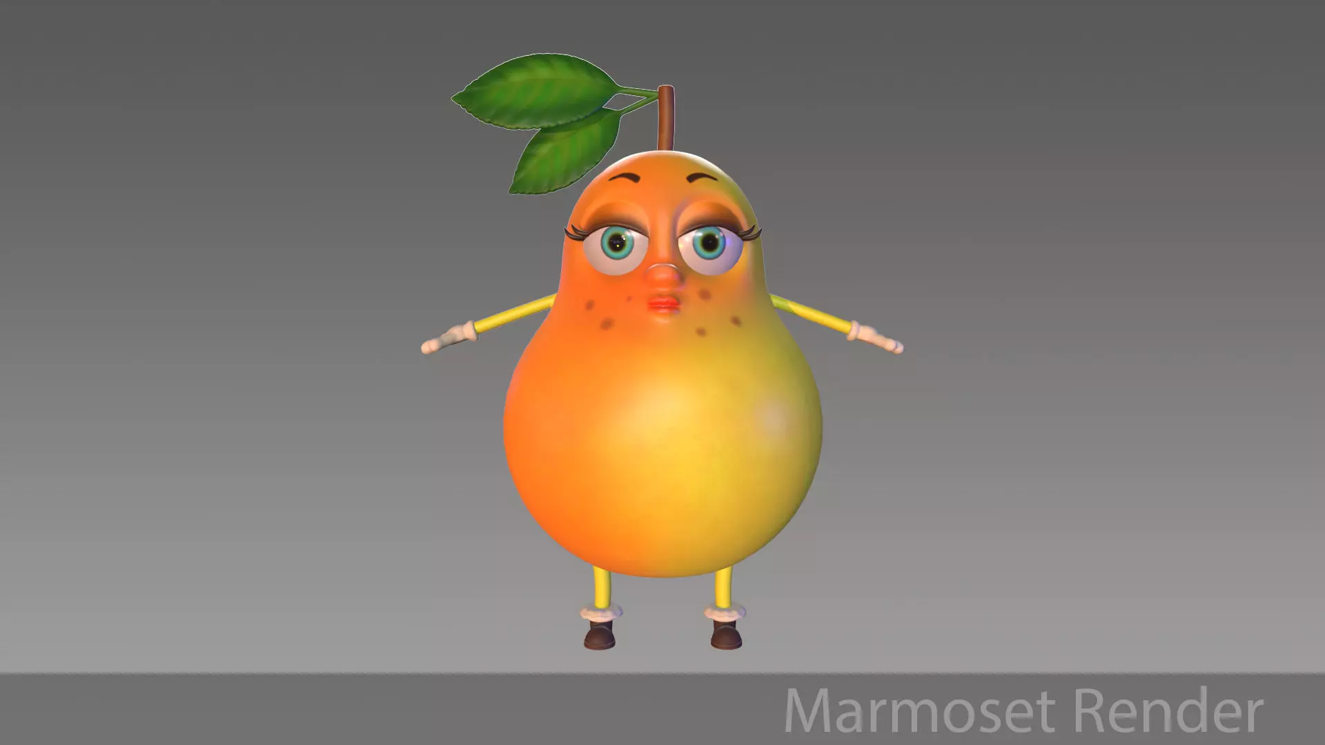 Pear cartoon Low-poly 3D model_0