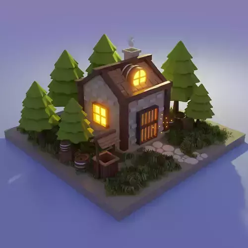 House in the forest low-poly Low-poly 3D model