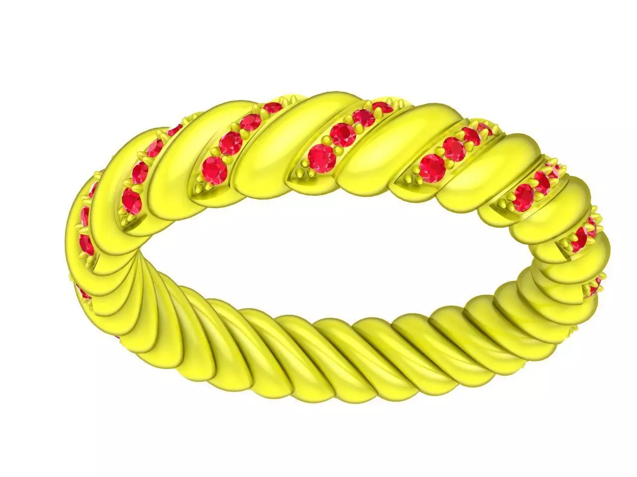 Twisted Rope Band Ring with Scattered Stones 4518 3D print model