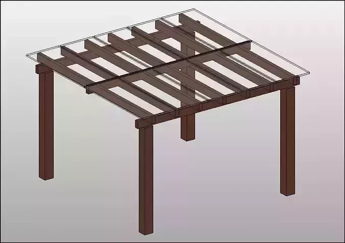 Pergola wooden patio table with glass top