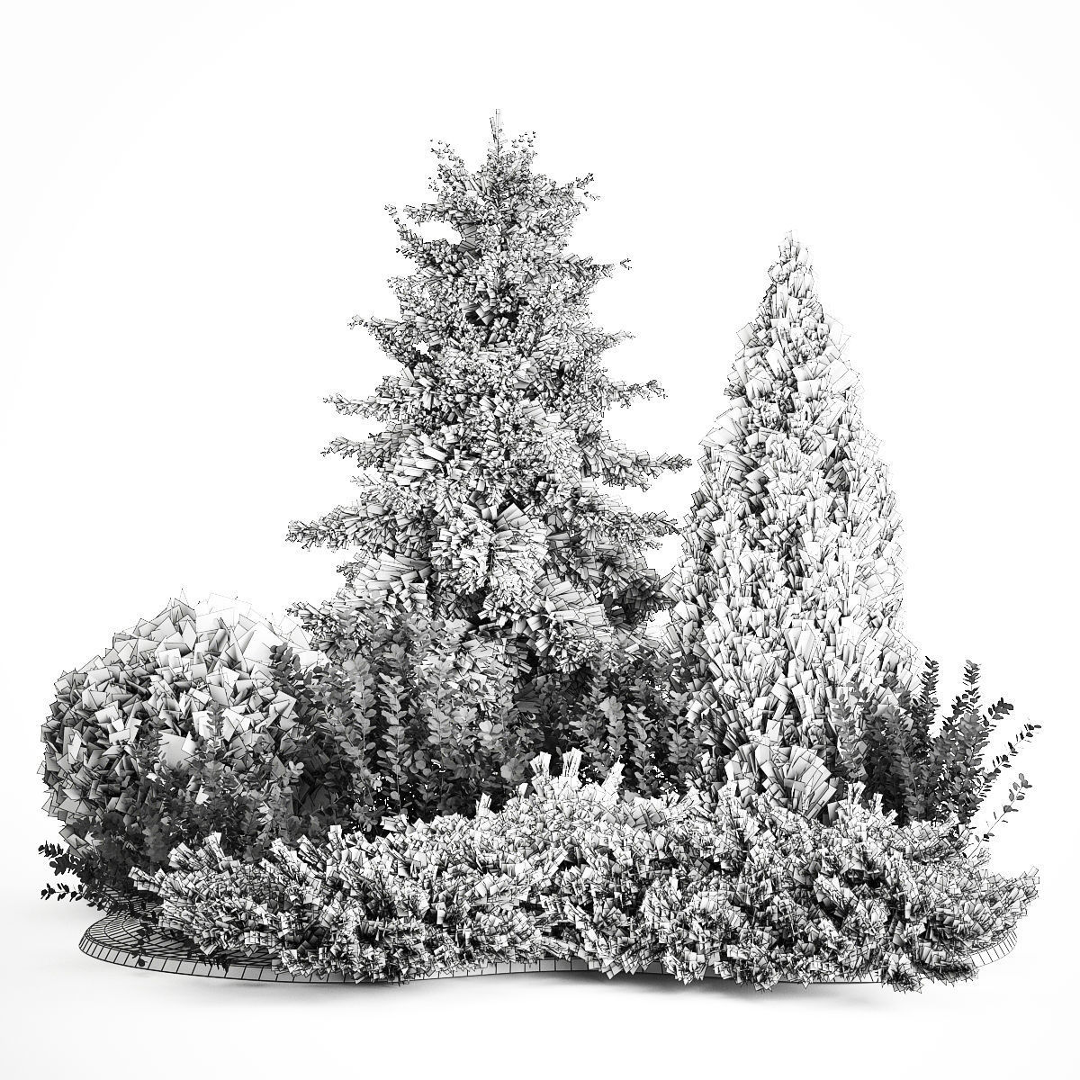 Garden of spruce thuja juniper and barberry 1173 3D model_9