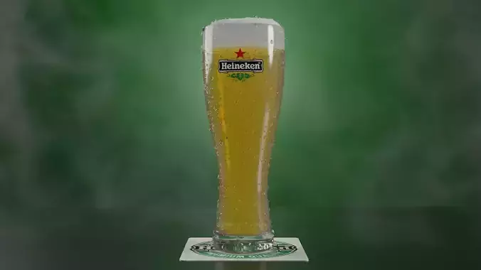 Heineken Beer Glass Realistic 3D model
