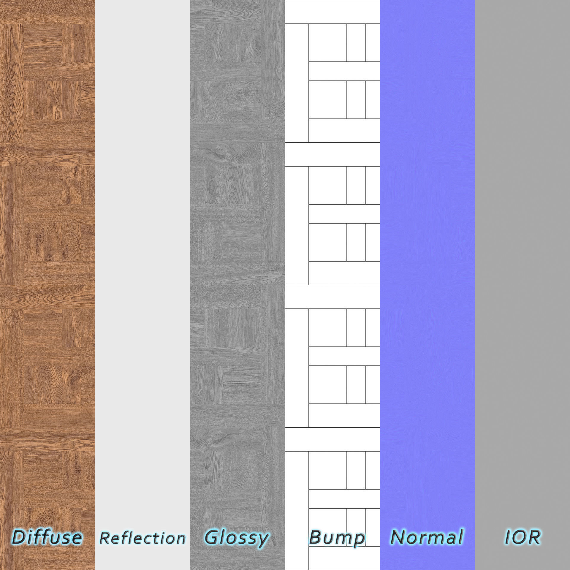 Parquet - Laminate - Wooden floor 4 in 1 3D model_6