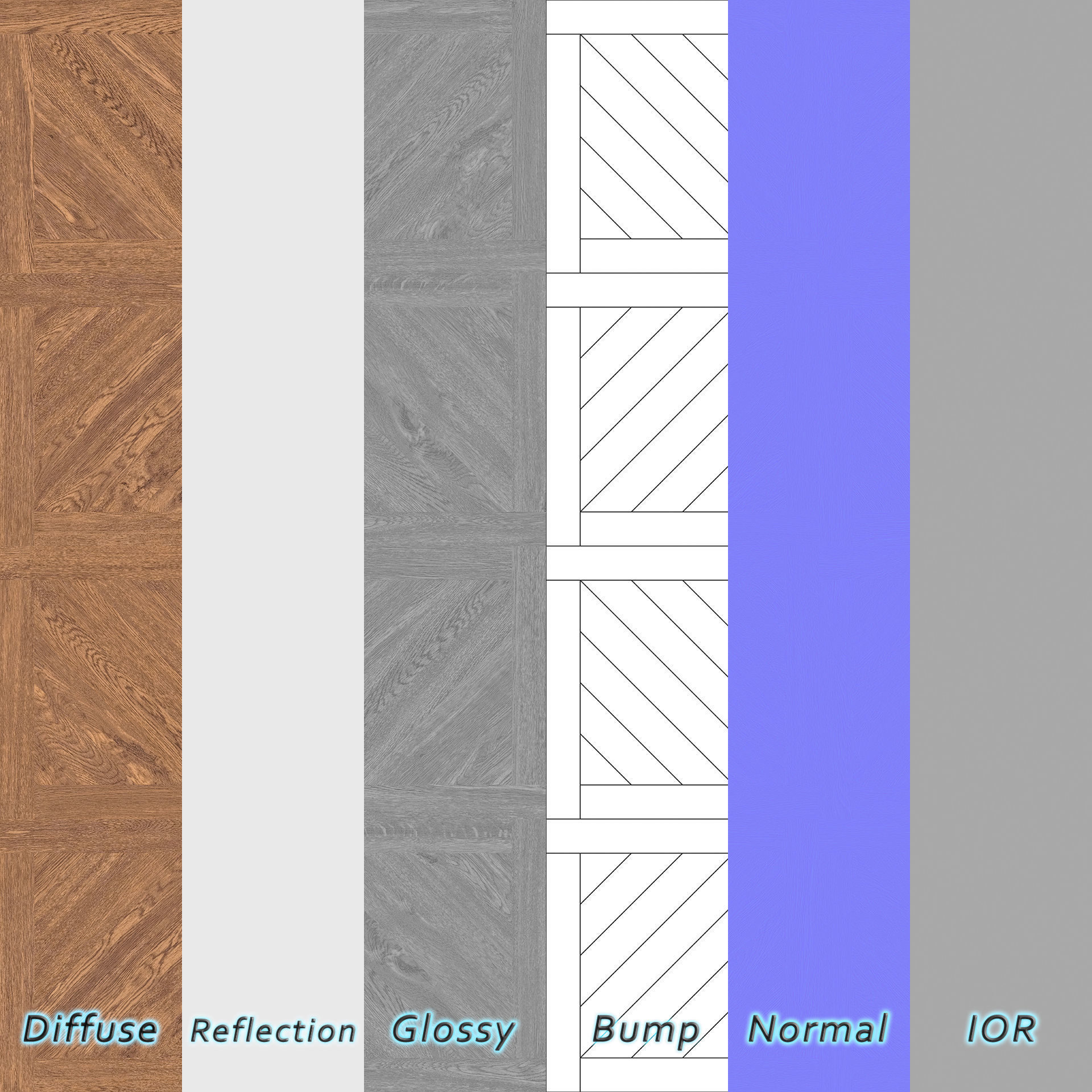 Parquet - Laminate - Wooden floor 4 in 1 3D model_7