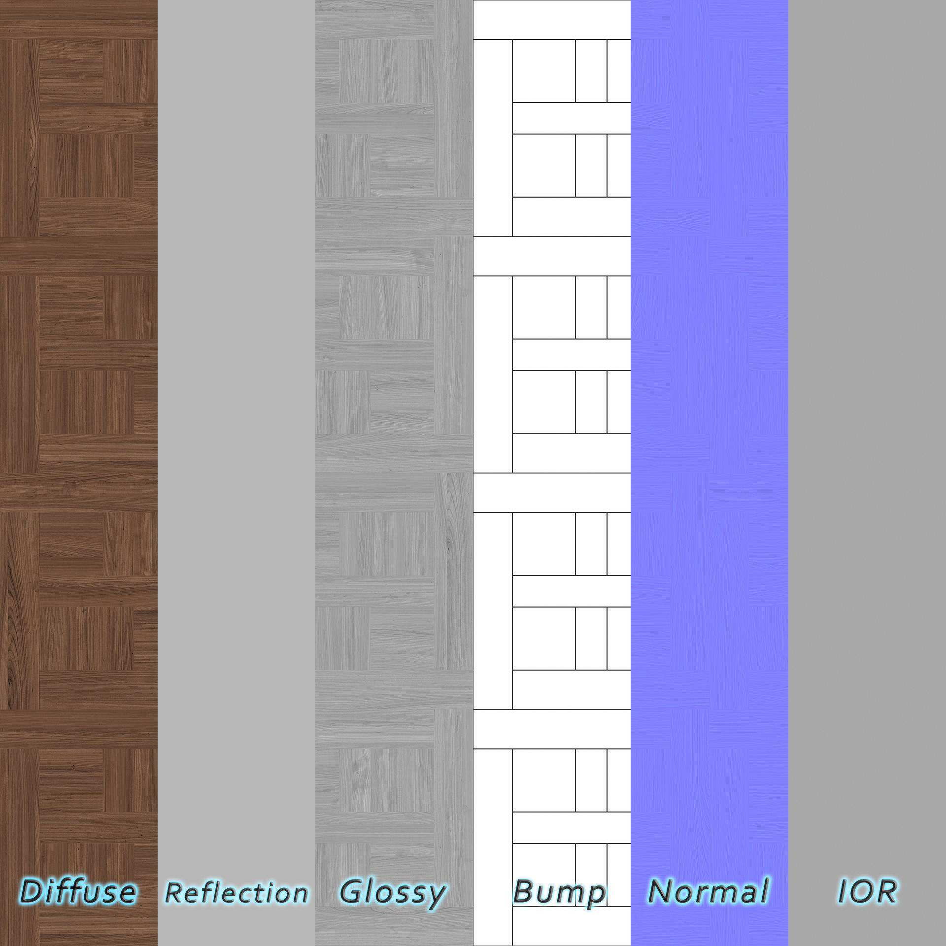 Parquet - Laminate - Wooden floor 4 in 1 3D model_8