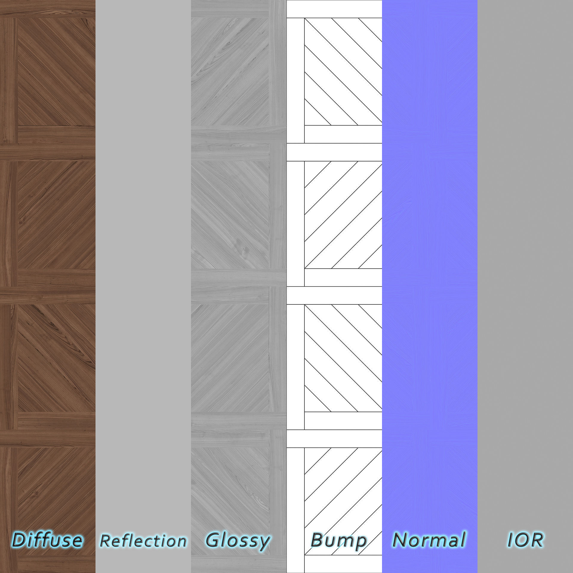 Parquet - Laminate - Wooden floor 4 in 1 3D model_5