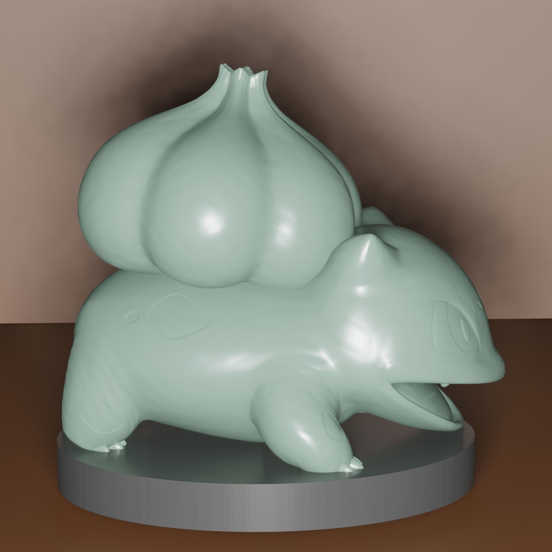 Bulbasaur pokemon figurine with leaf on top 3D print model_2