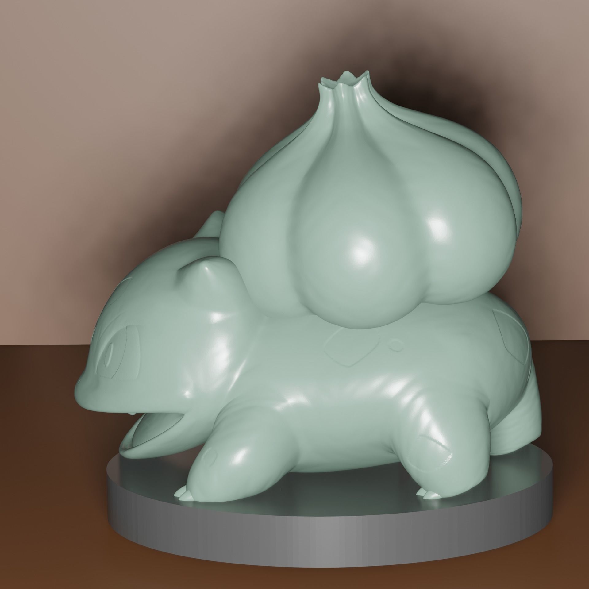 Bulbasaur pokemon figurine with leaf on top 3D print model_4