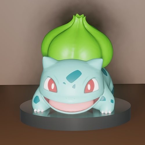 Bulbasaur pokemon figurine with leaf on top 3D print model