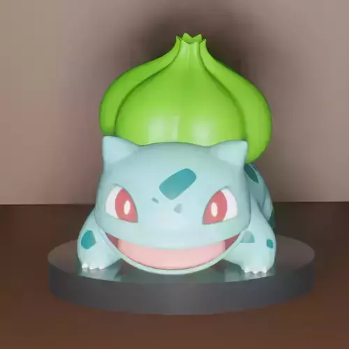 Bulbasaur pokemon figurine with leaf on top 3D print model Bulbasaur pokemon figurine with leaf on top 3D print model