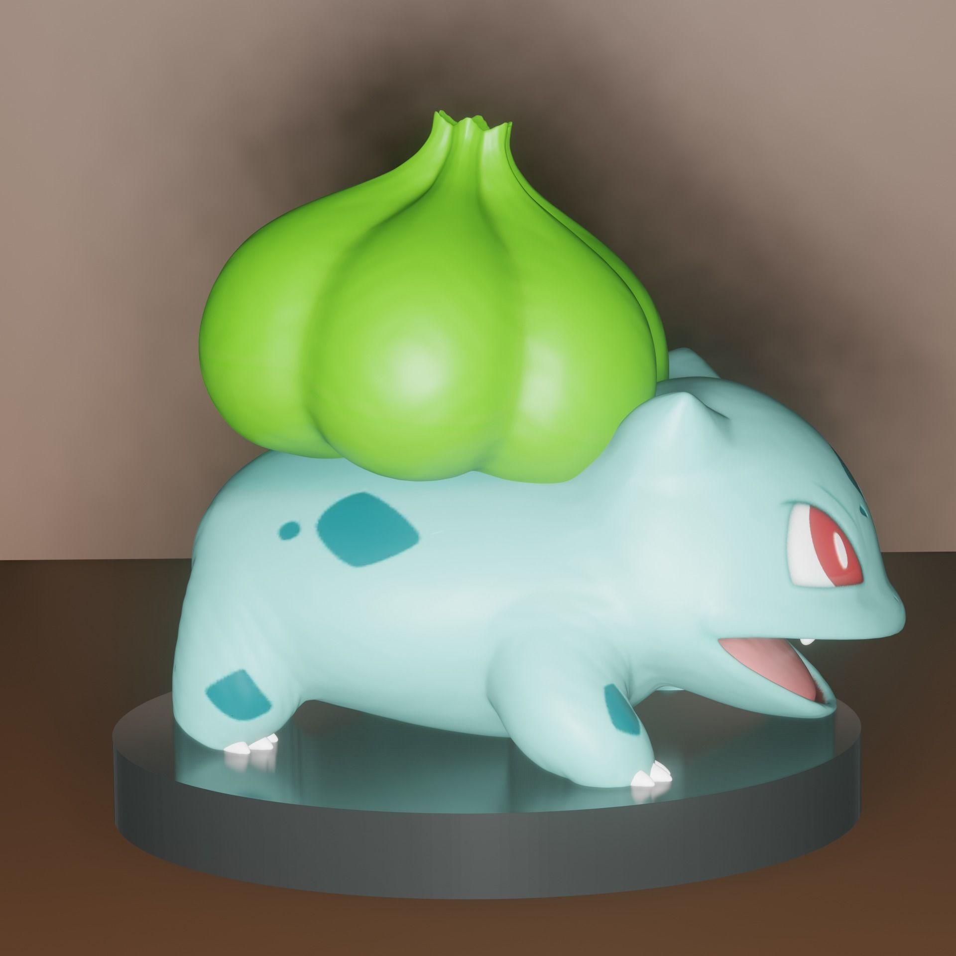 Bulbasaur pokemon figurine with leaf on top 3D print model_5