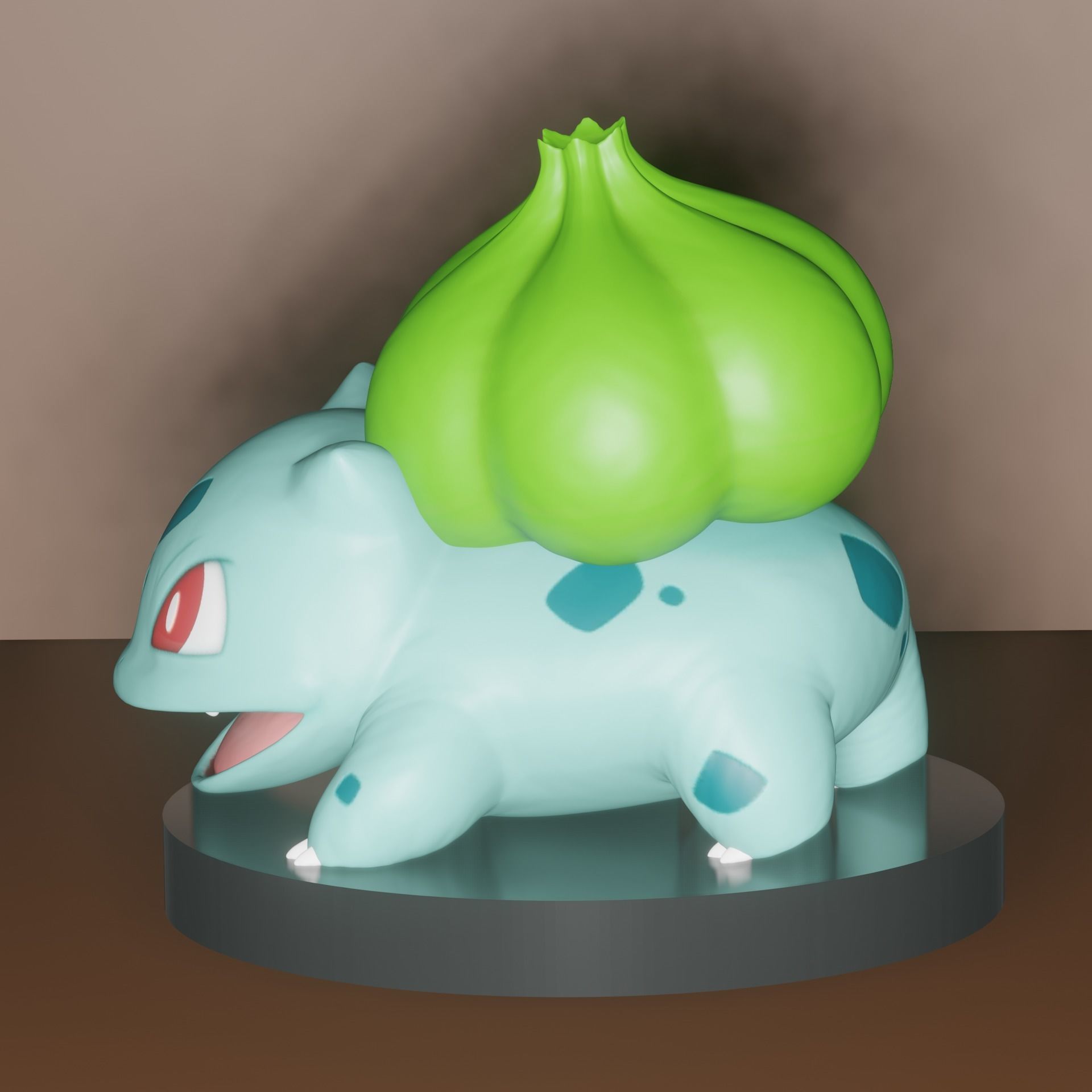 Bulbasaur pokemon figurine with leaf on top 3D print model_7