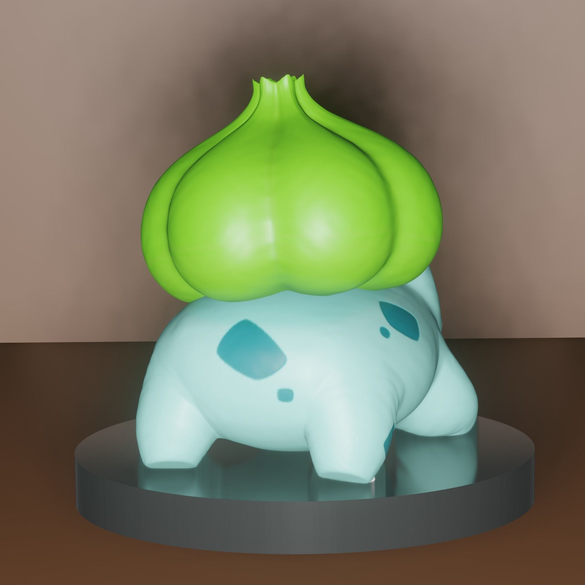 Bulbasaur pokemon figurine with leaf on top 3D print model_6