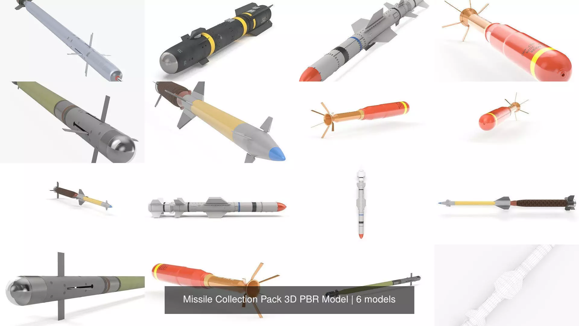 Missile Collection Pack 3D PBR Model _0
