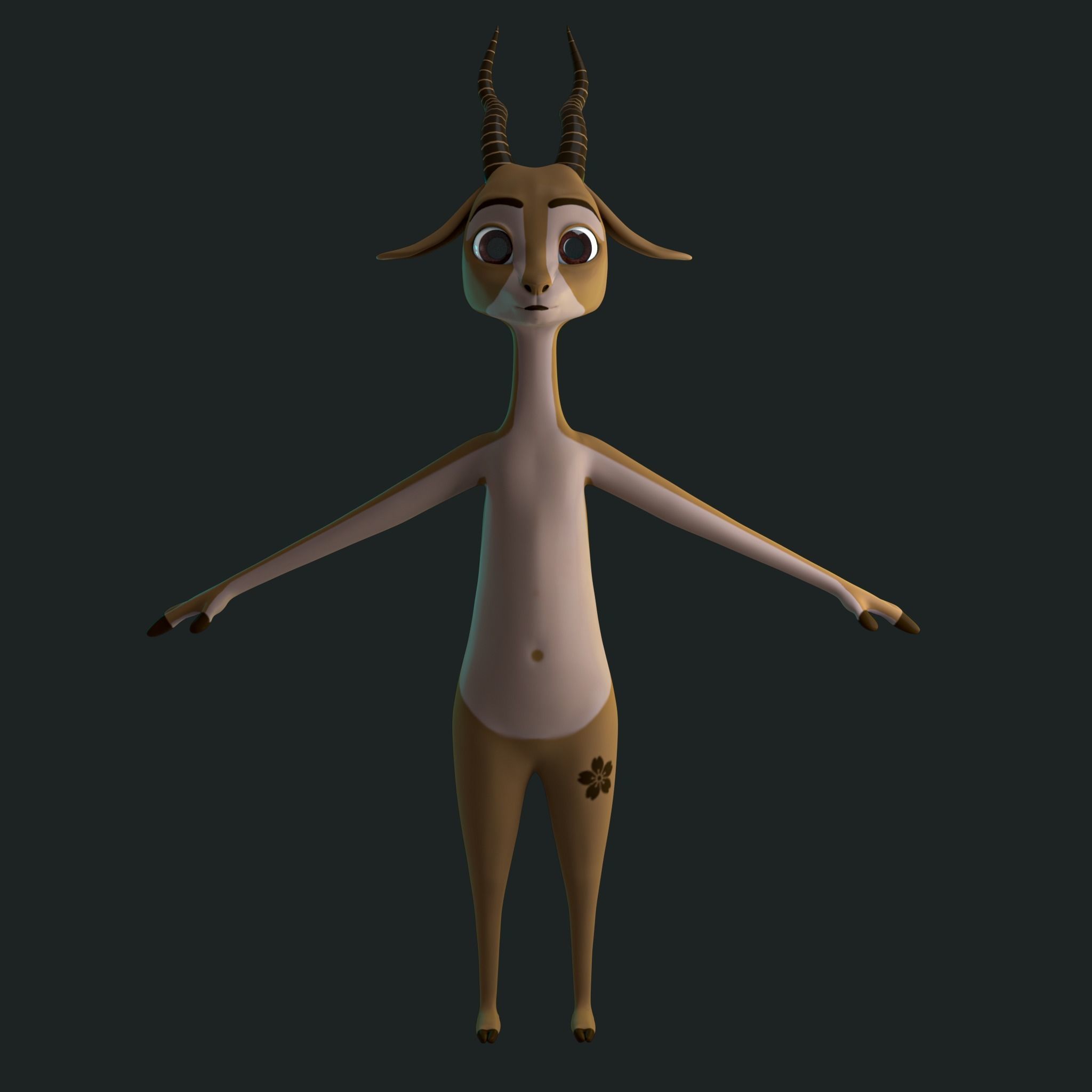 Stylized Deer NoRig Low-poly 3D model_6