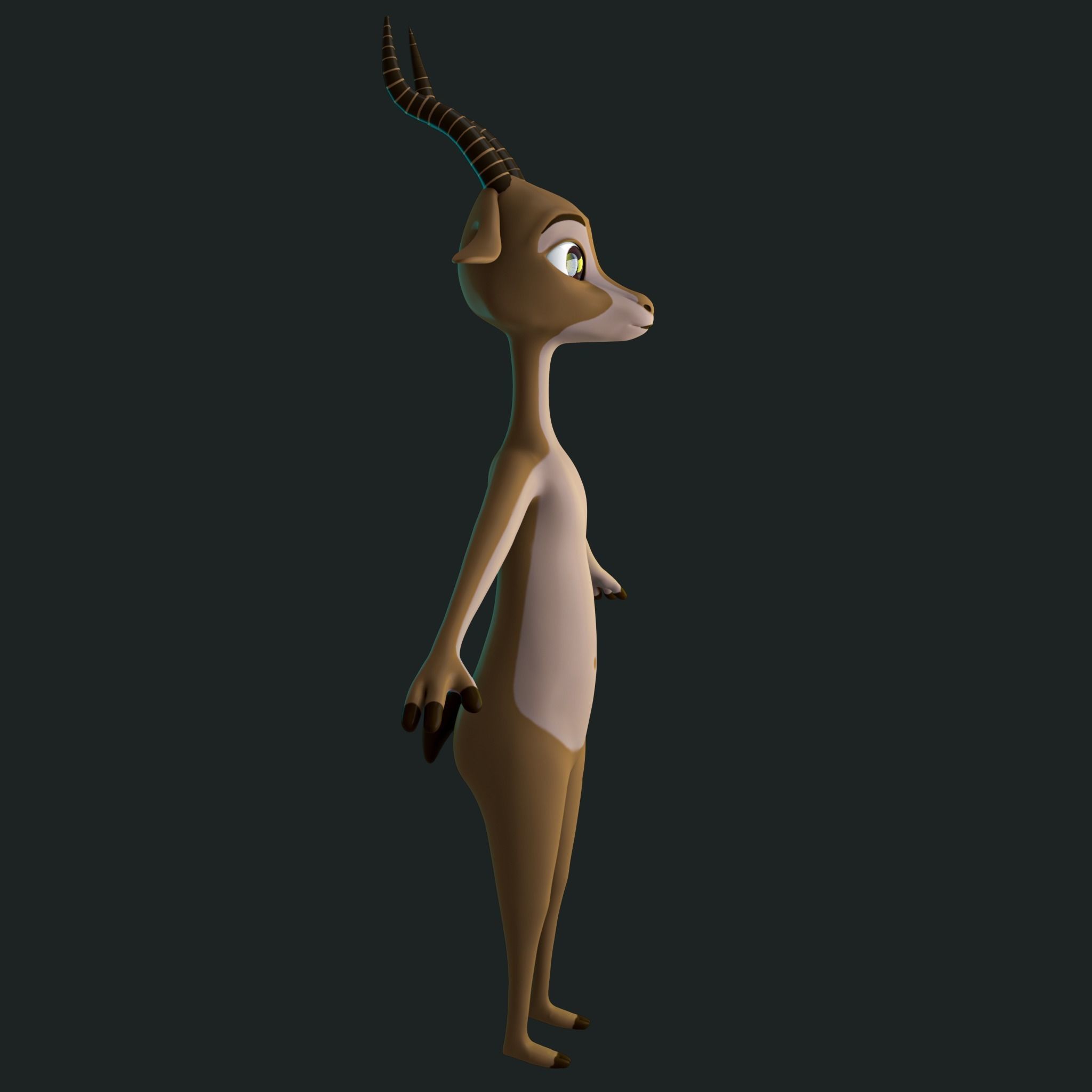 Stylized Deer NoRig Low-poly 3D model_10