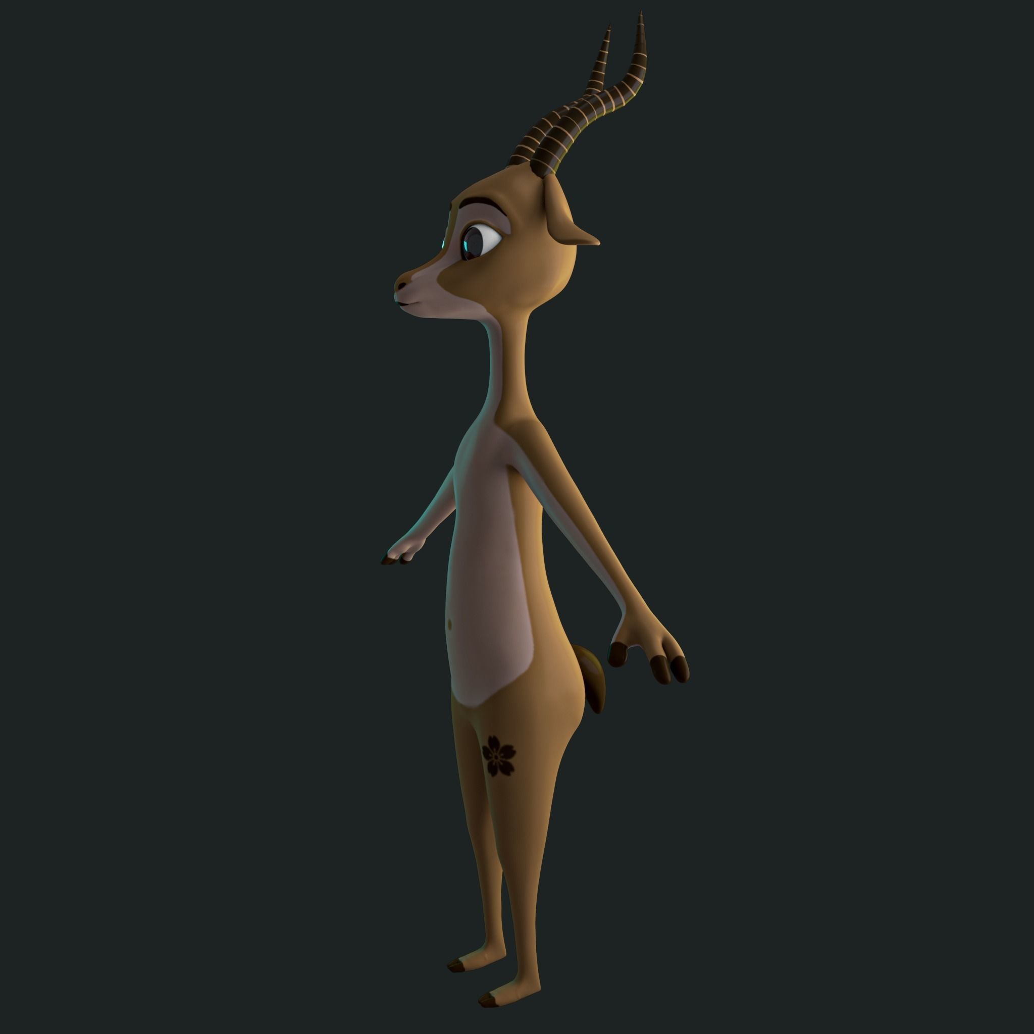 Stylized Deer NoRig Low-poly 3D model_17