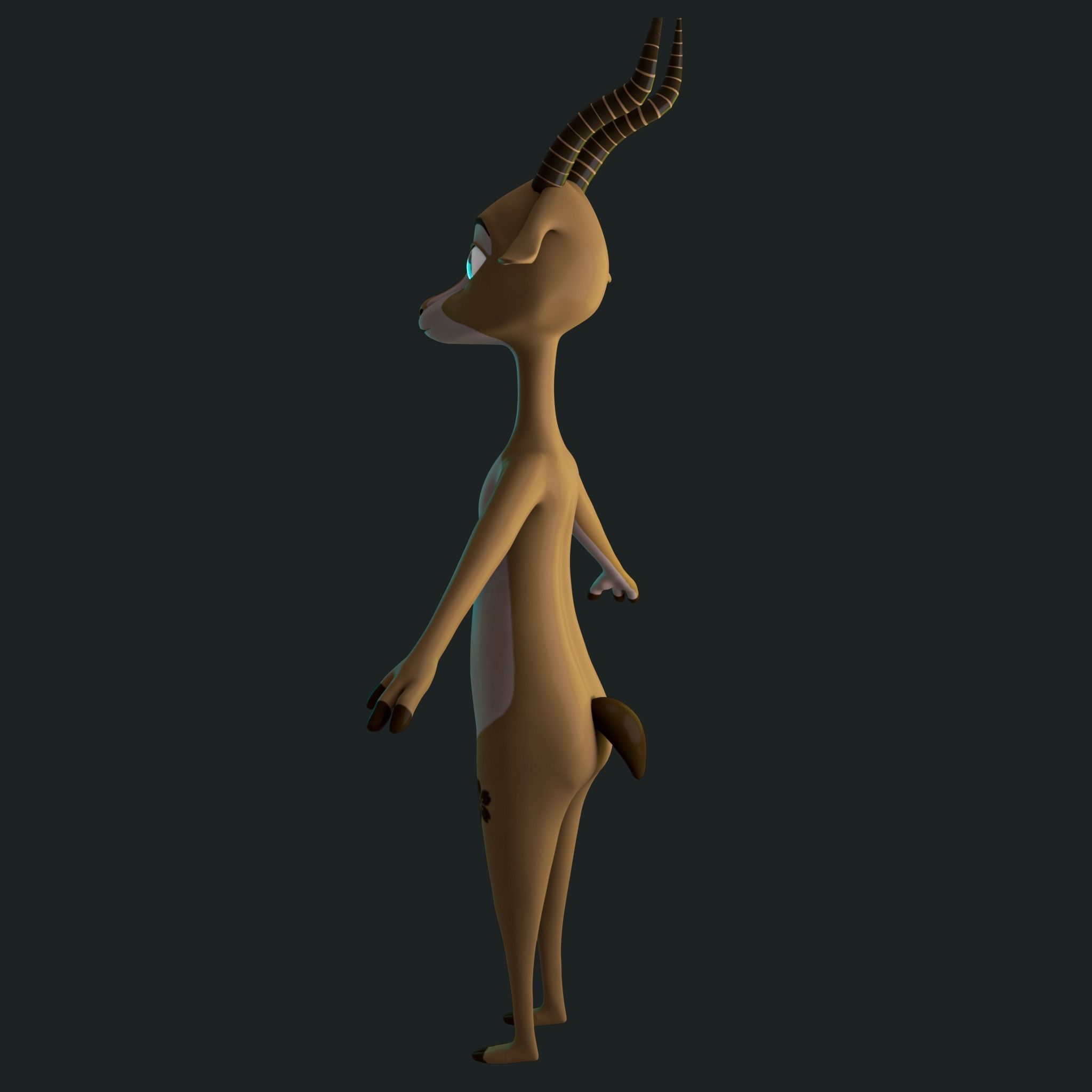 Stylized Deer NoRig Low-poly 3D model_16