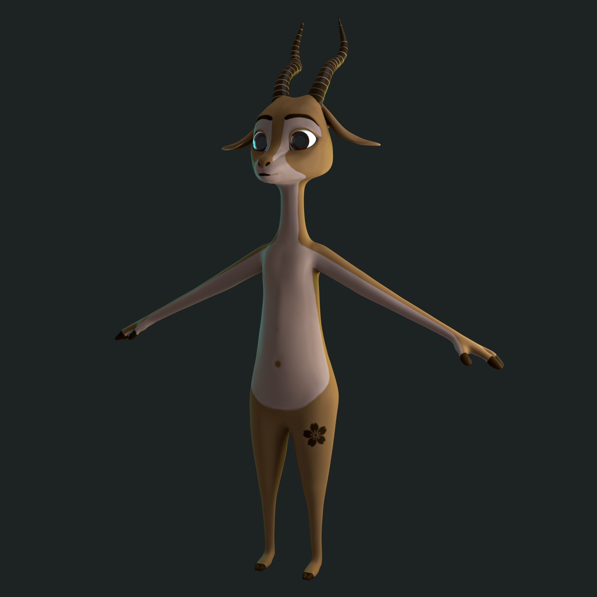 Stylized Deer NoRig Low-poly 3D model_18