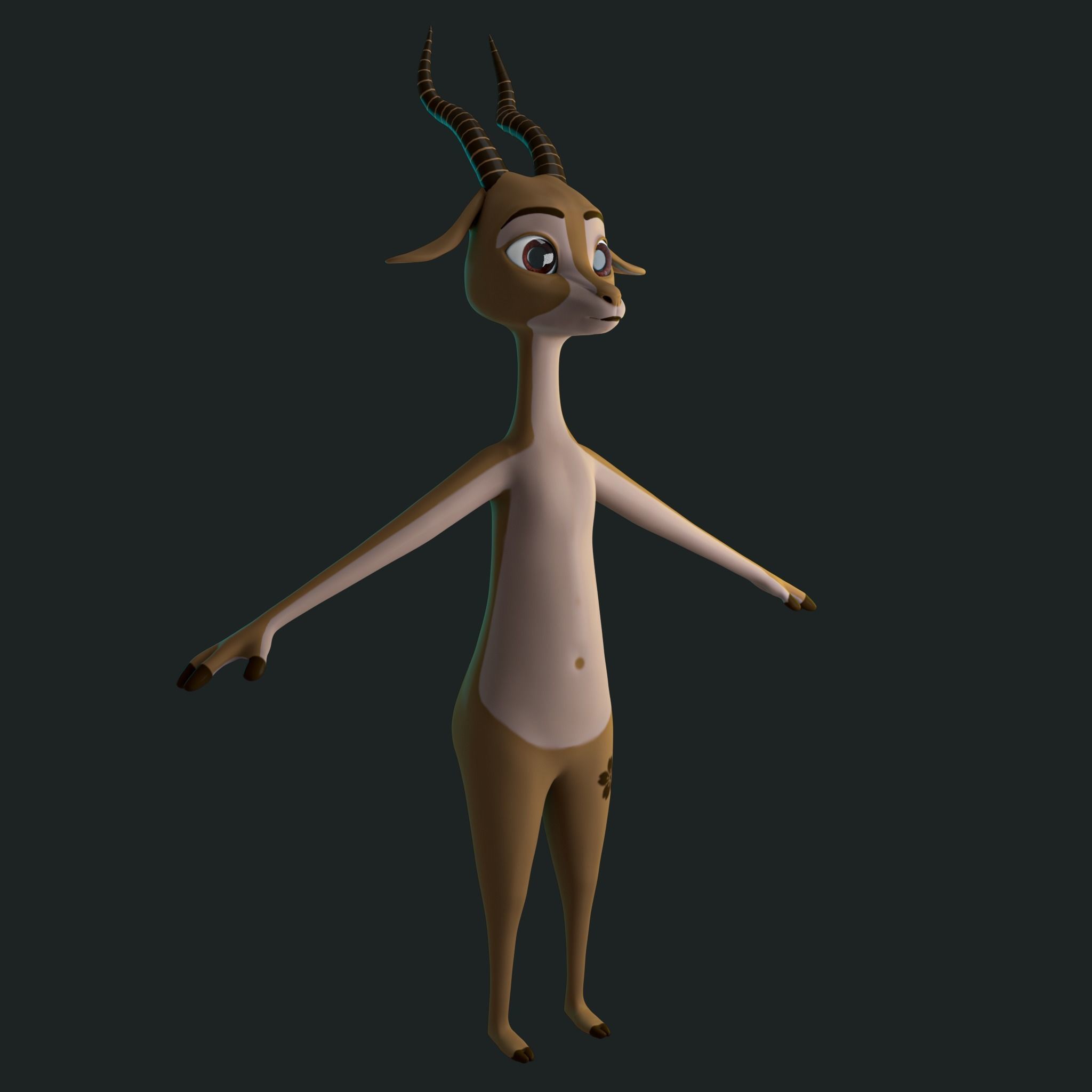 Stylized Deer NoRig Low-poly 3D model_8