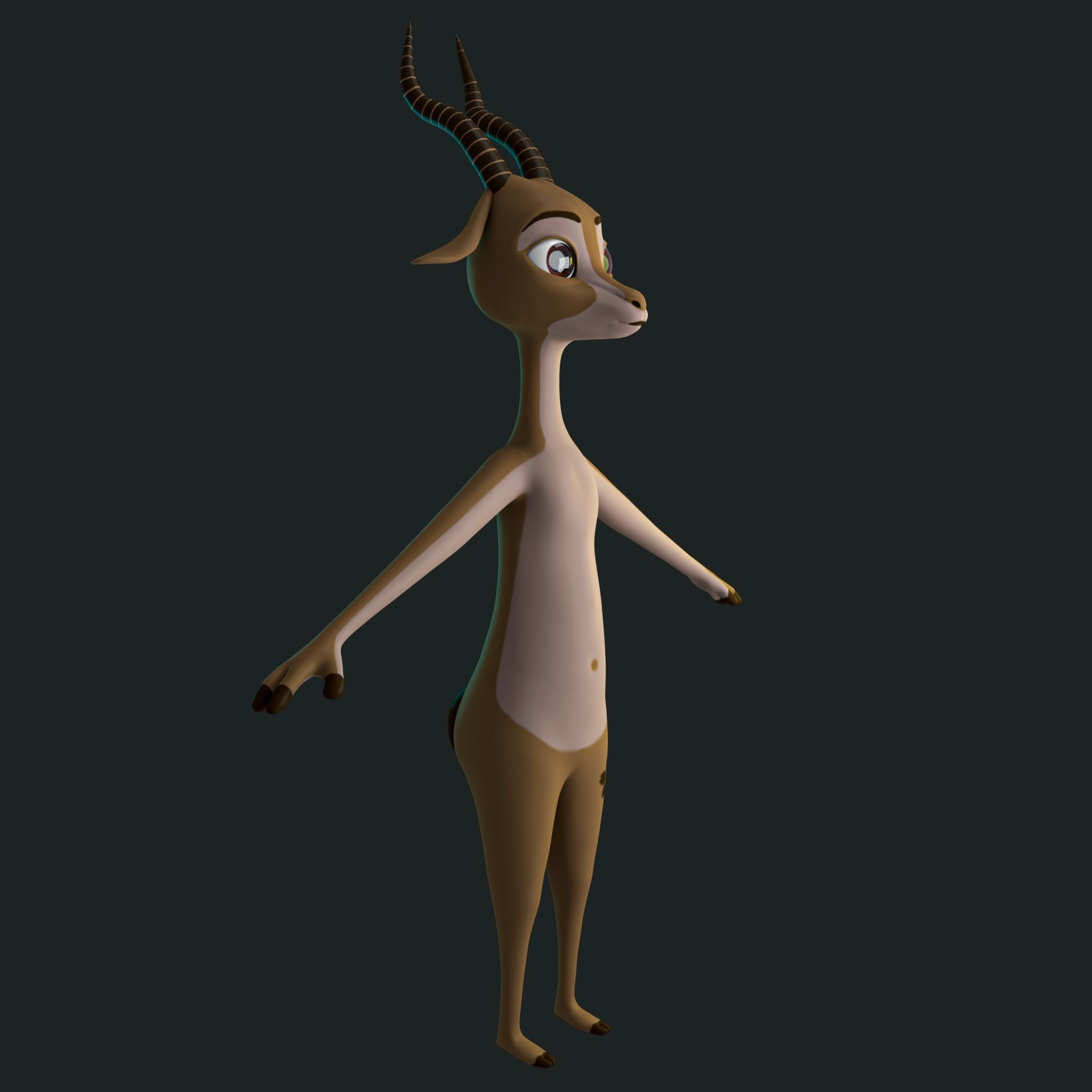 Stylized Deer NoRig Low-poly 3D model_9