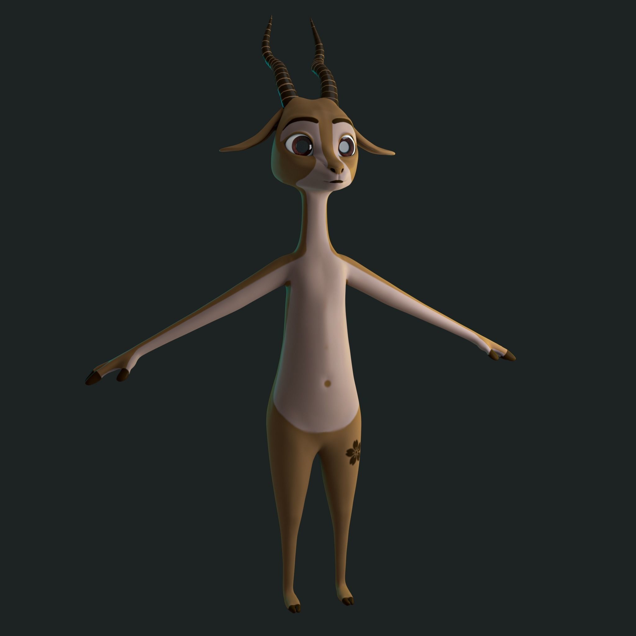 Stylized Deer NoRig Low-poly 3D model_7