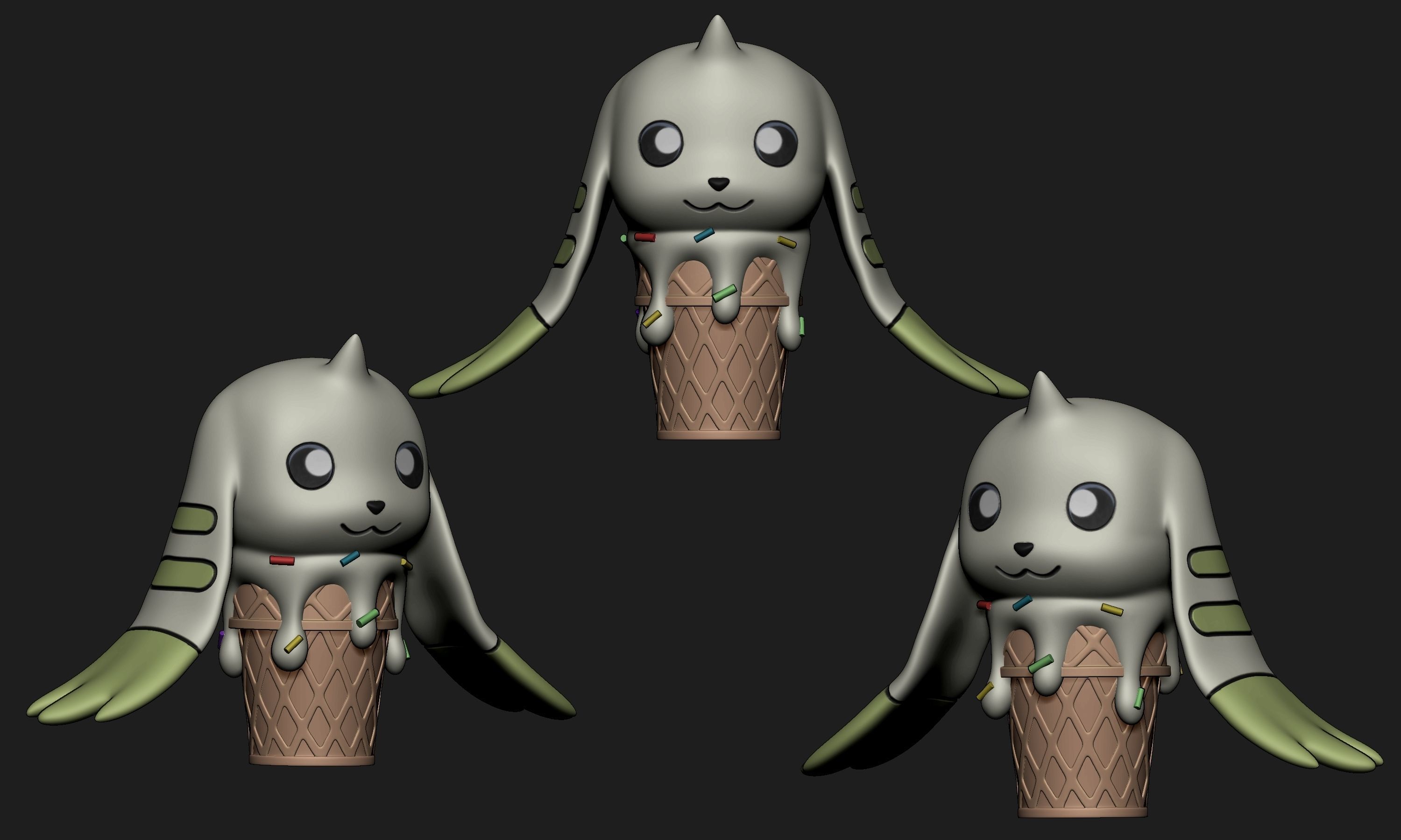 Digimon - Ice Cream Terriermon  3D print model_2