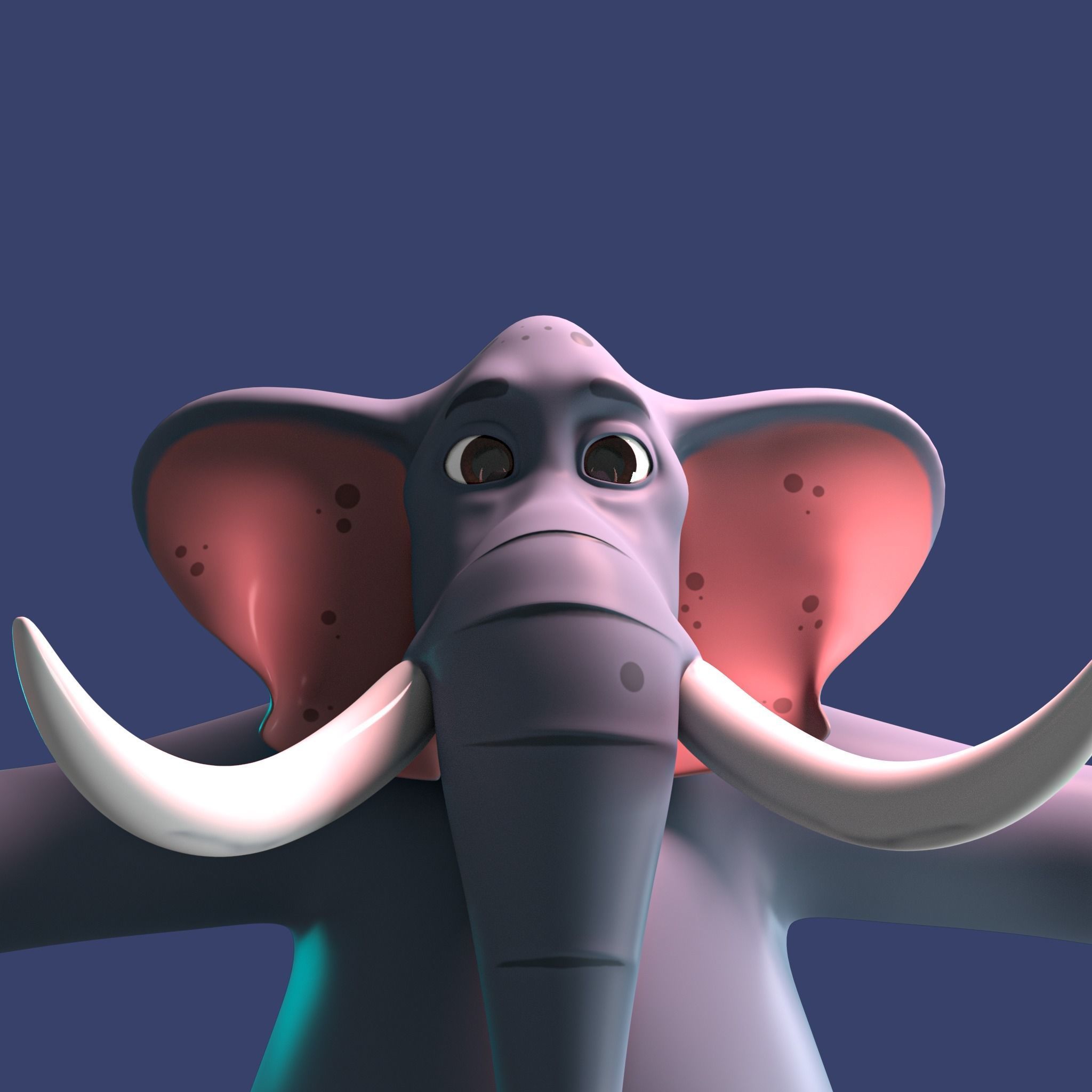 Stylized Elephant NoRig Low-poly 3D model_1