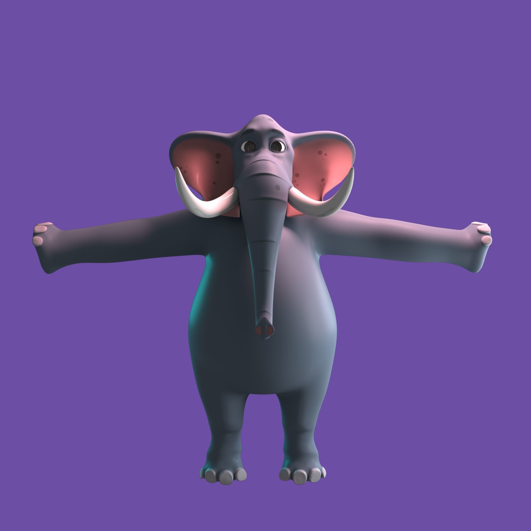 Stylized Elephant NoRig Low-poly 3D model_7