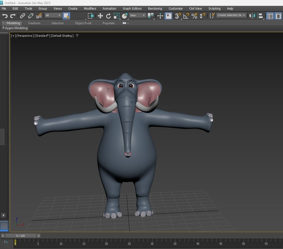 Stylized Elephant NoRig Low-poly 3D model_24
