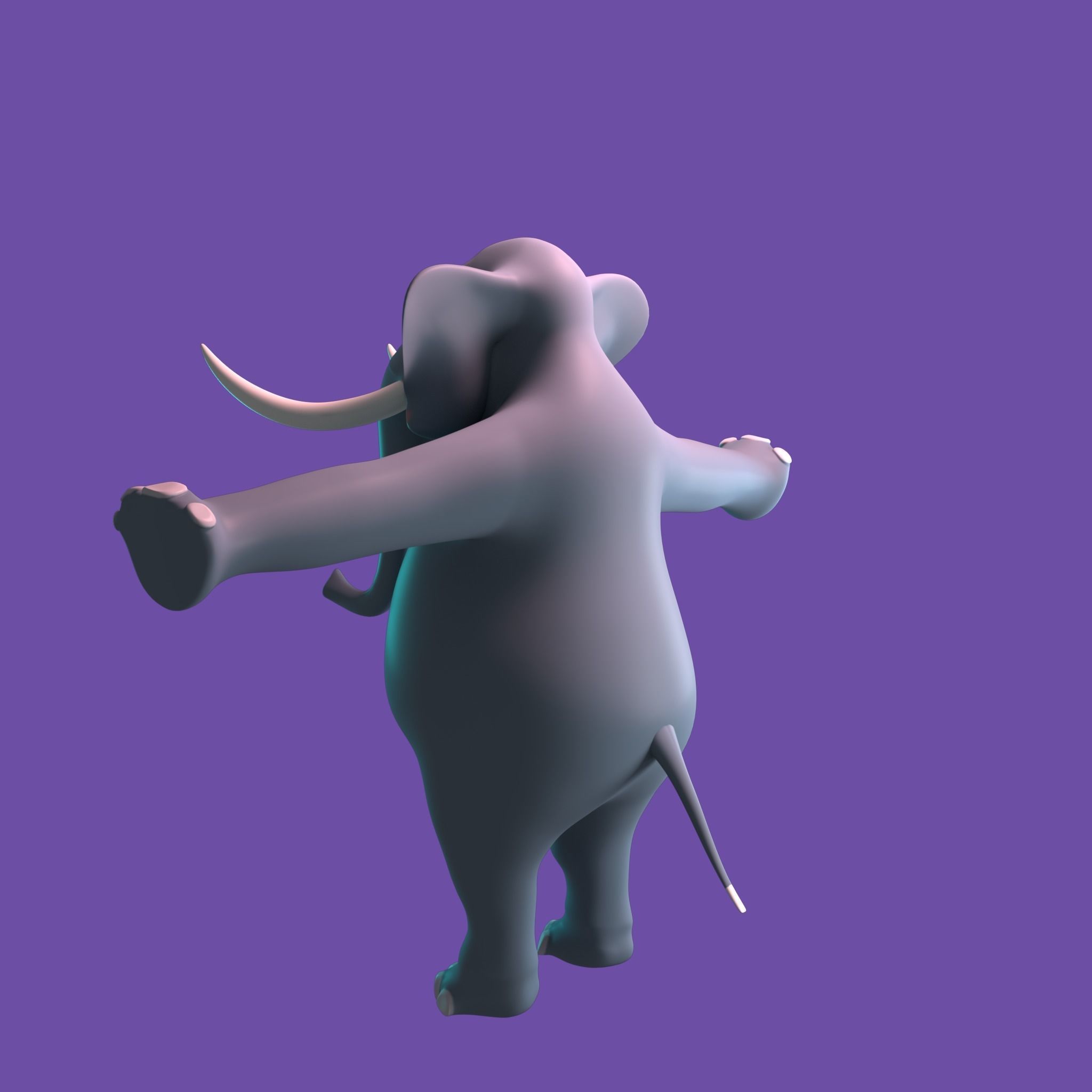 Stylized Elephant NoRig Low-poly 3D model_15