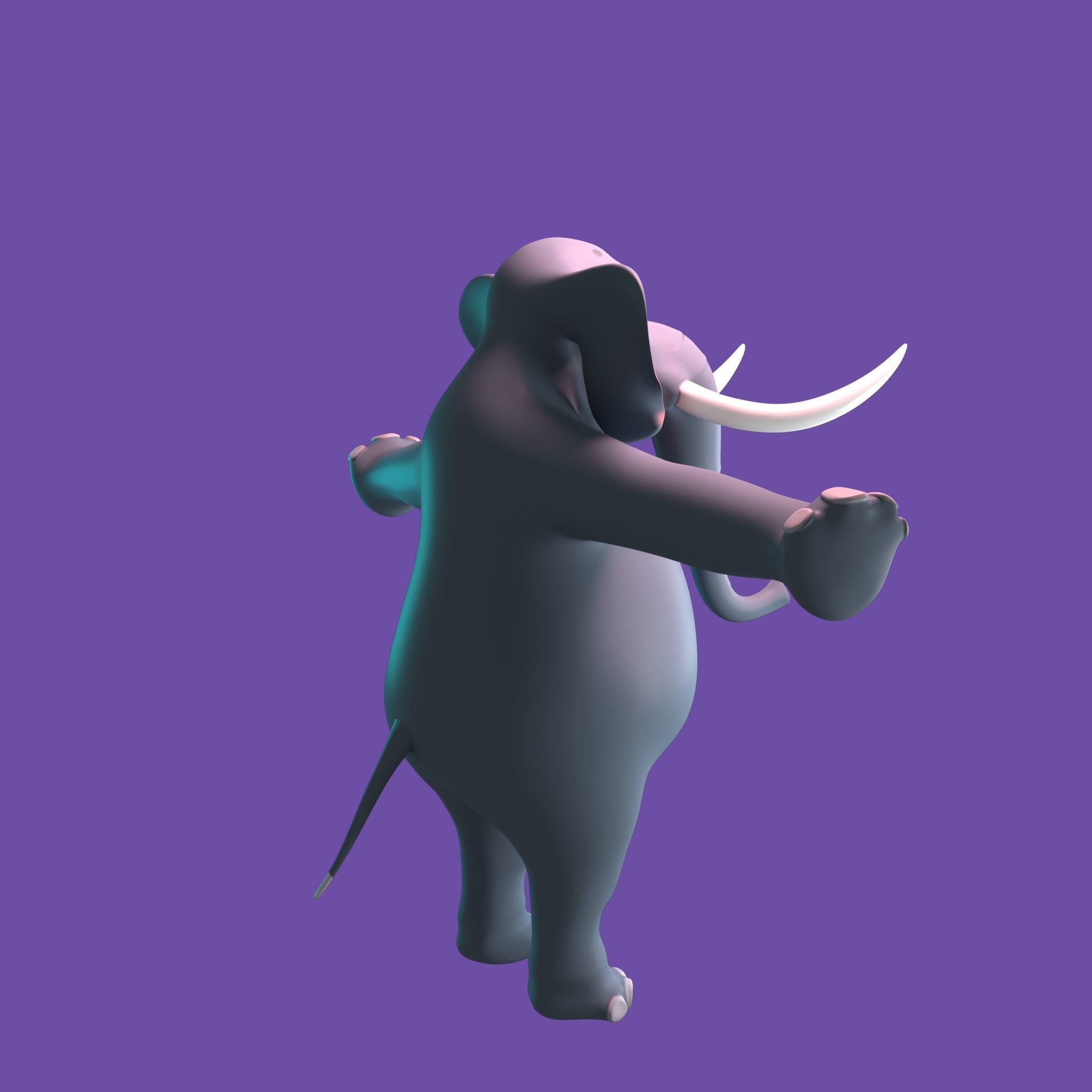 Stylized Elephant NoRig Low-poly 3D model_12