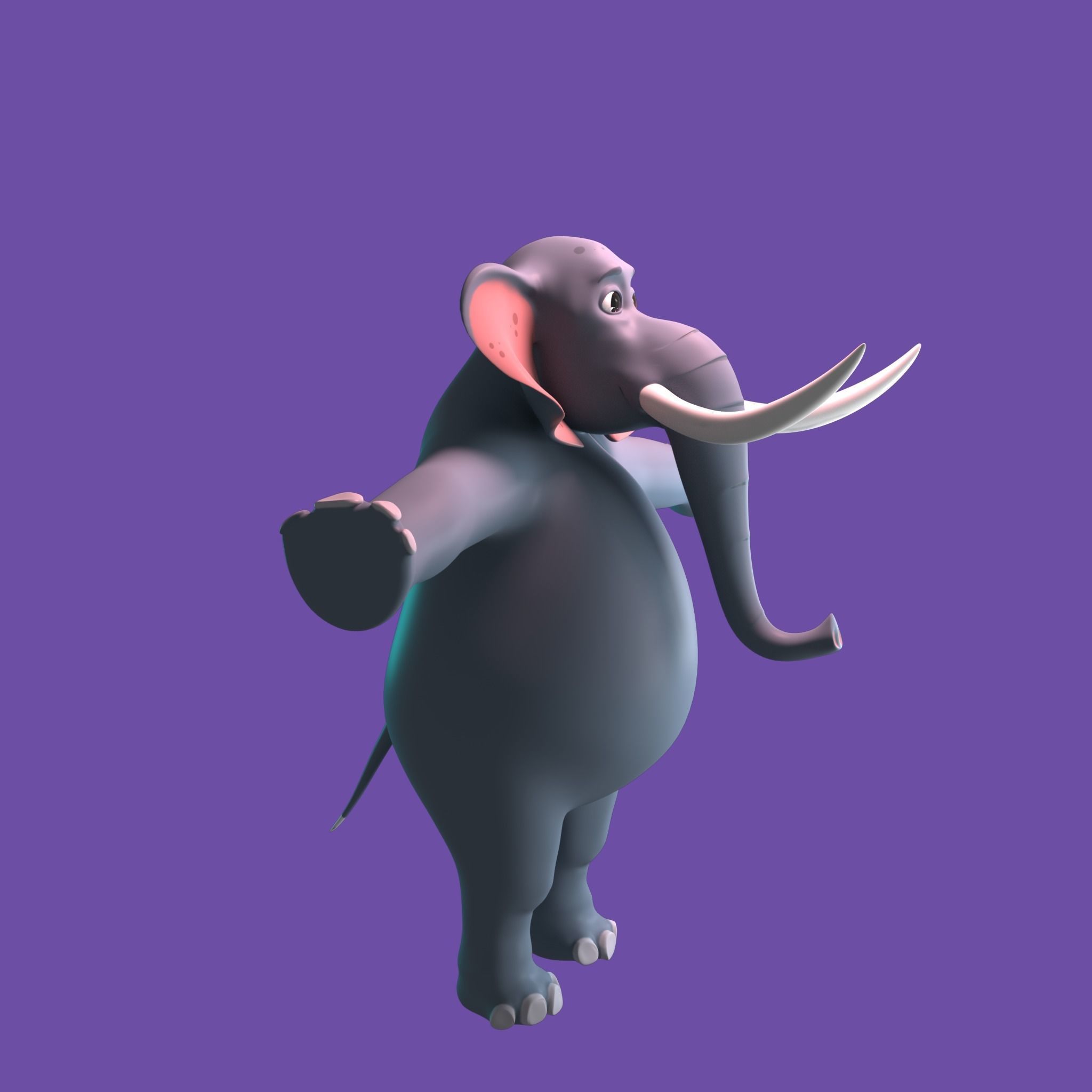 Stylized Elephant NoRig Low-poly 3D model_10
