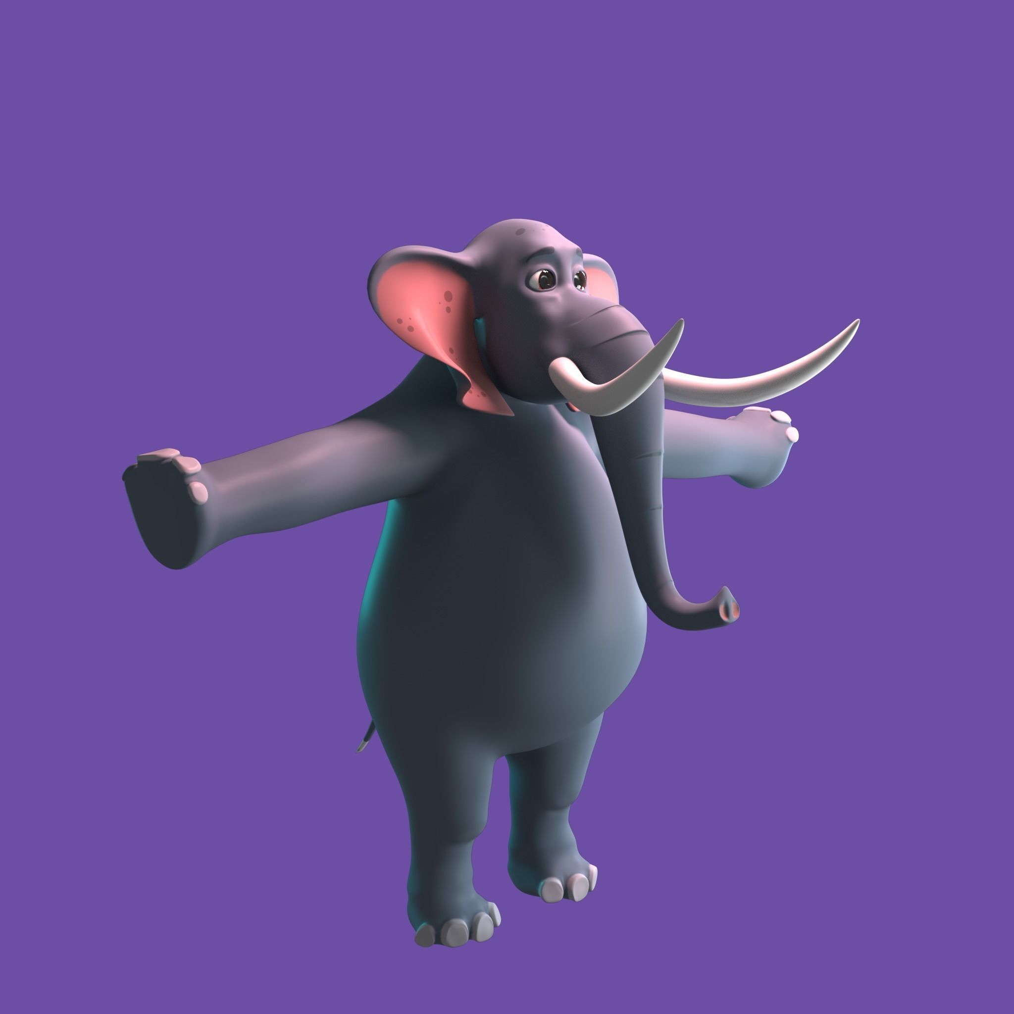Stylized Elephant NoRig Low-poly 3D model_9