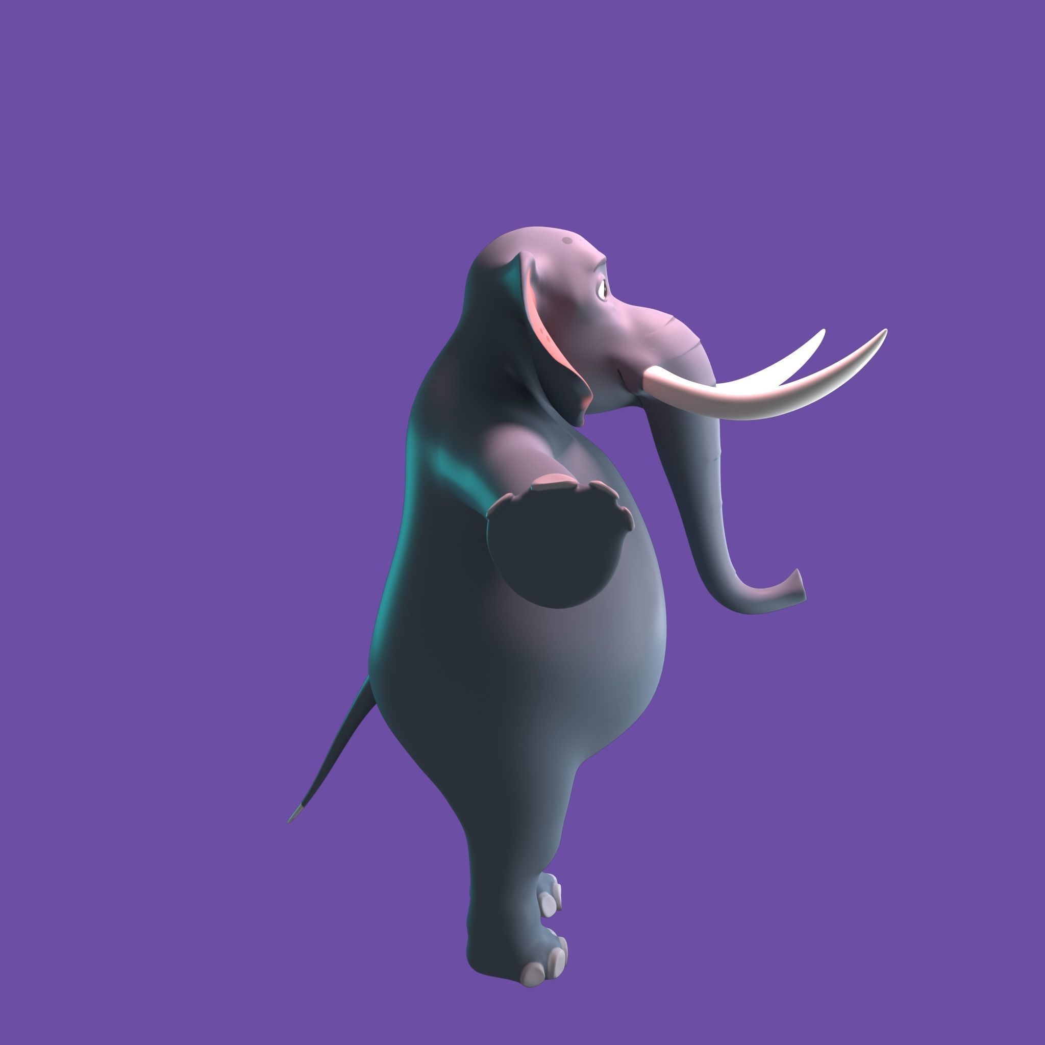 Stylized Elephant NoRig Low-poly 3D model_11