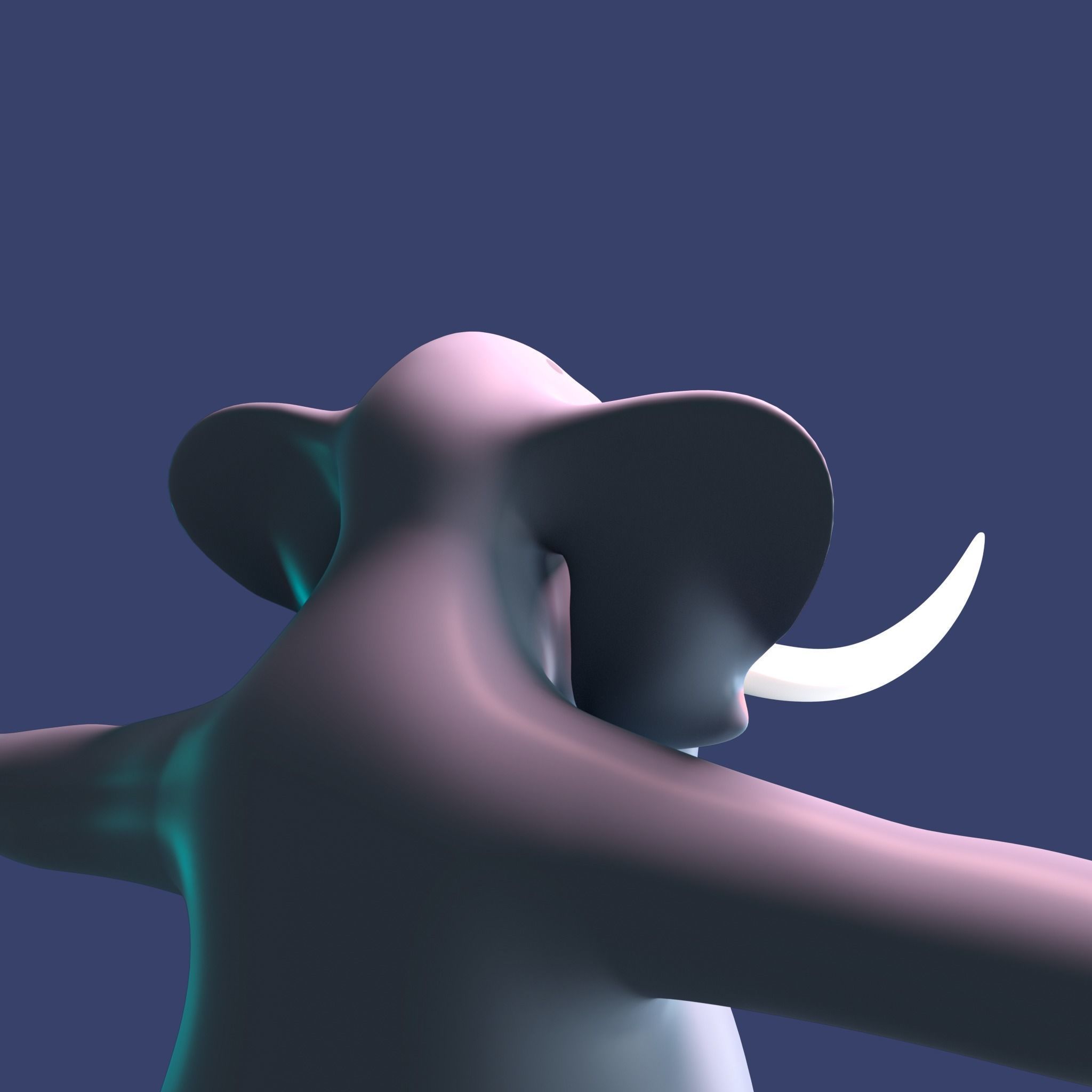 Stylized Elephant NoRig Low-poly 3D model_4