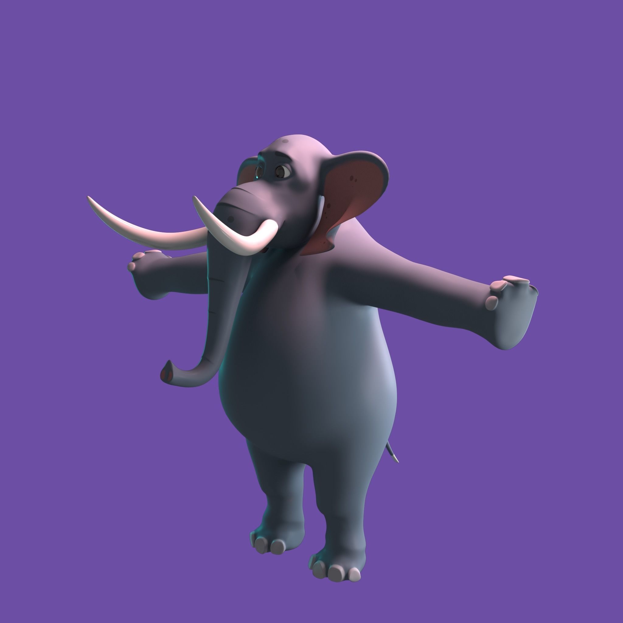 Stylized Elephant NoRig Low-poly 3D model_17