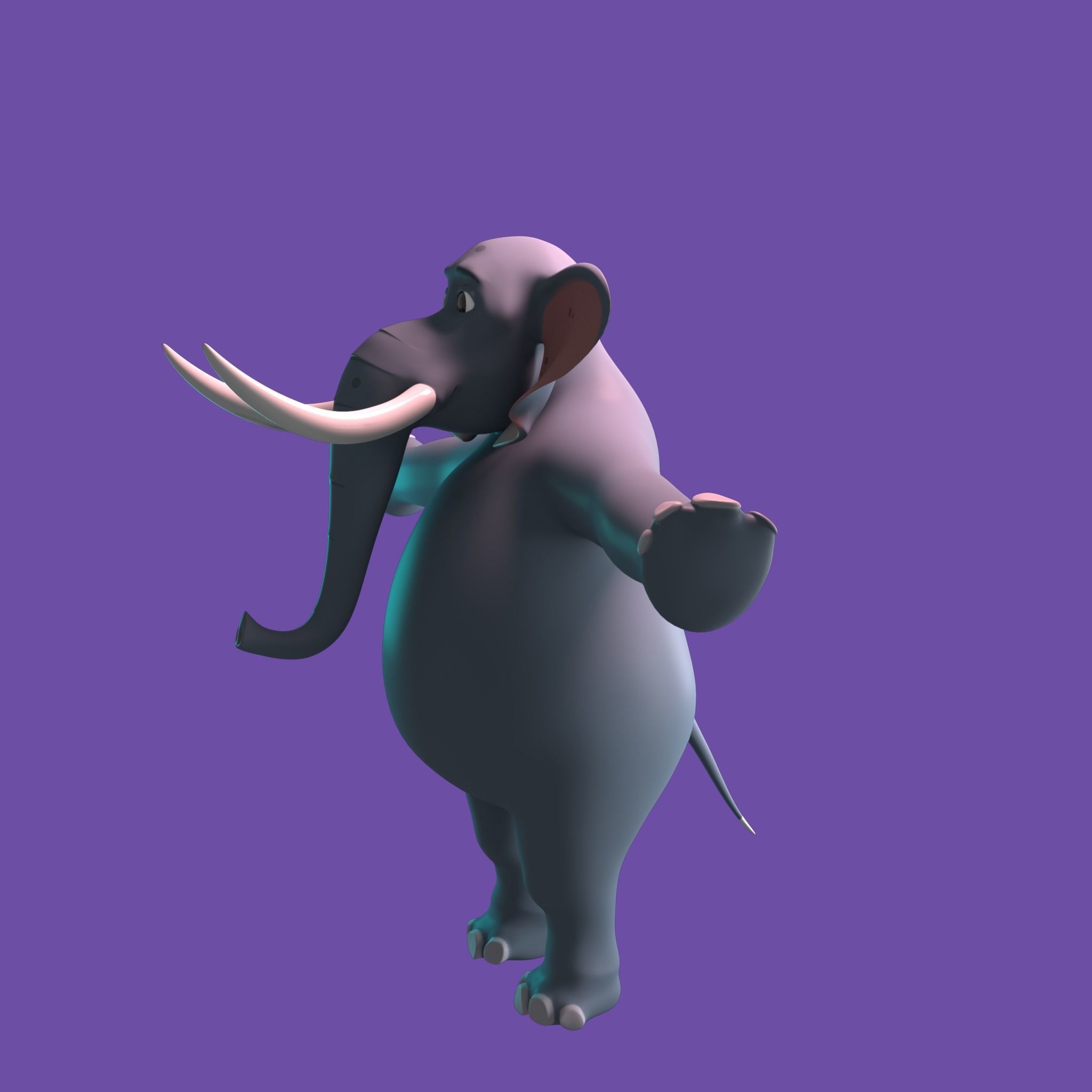 Stylized Elephant NoRig Low-poly 3D model_16
