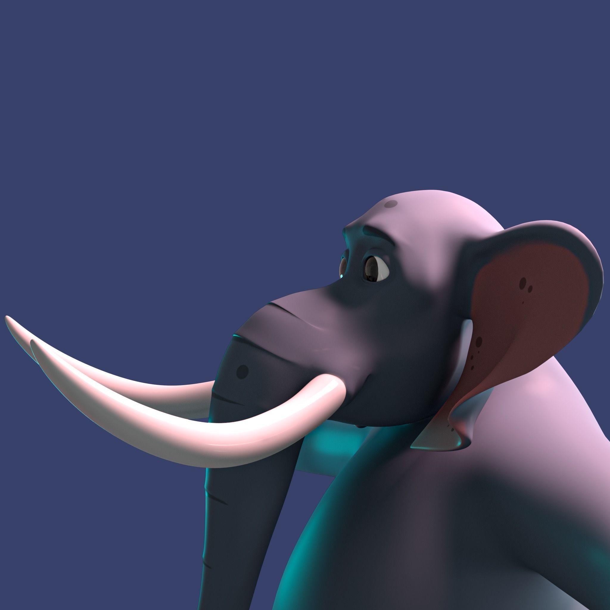 Stylized Elephant NoRig Low-poly 3D model_6