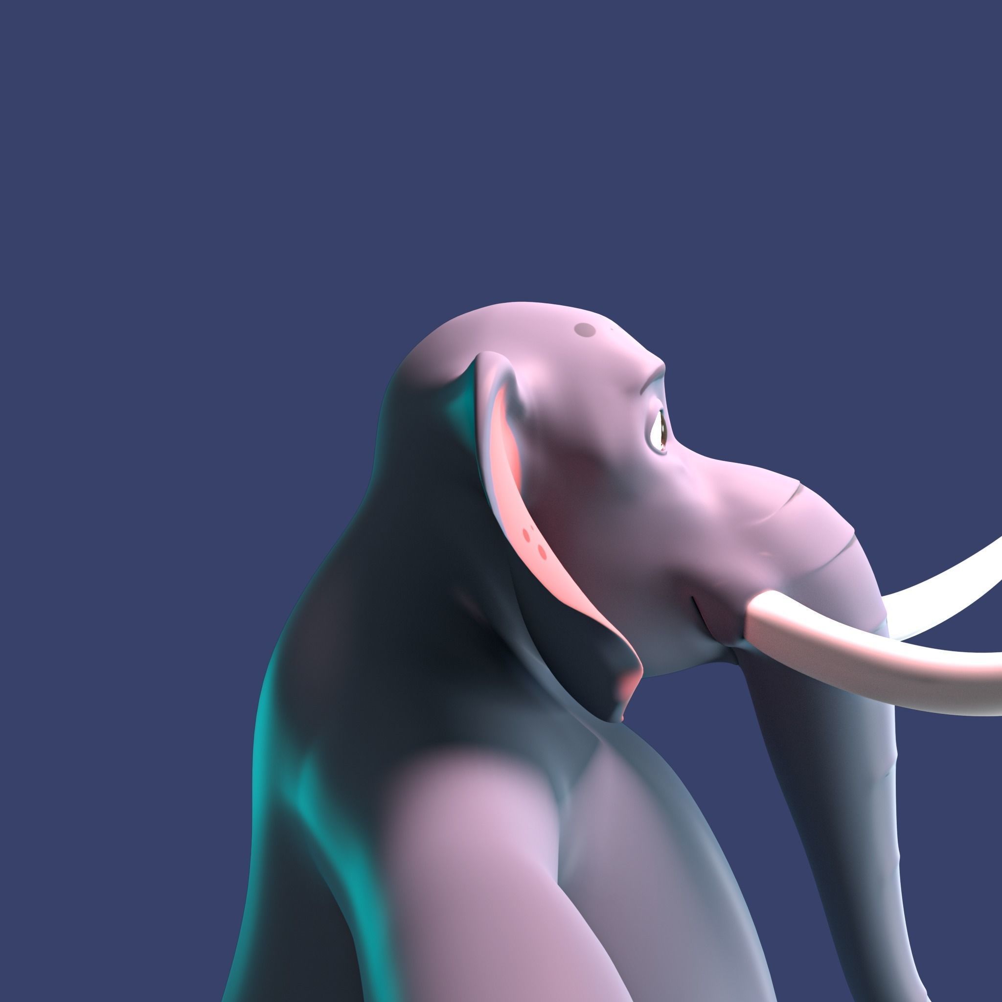 Stylized Elephant NoRig Low-poly 3D model_3