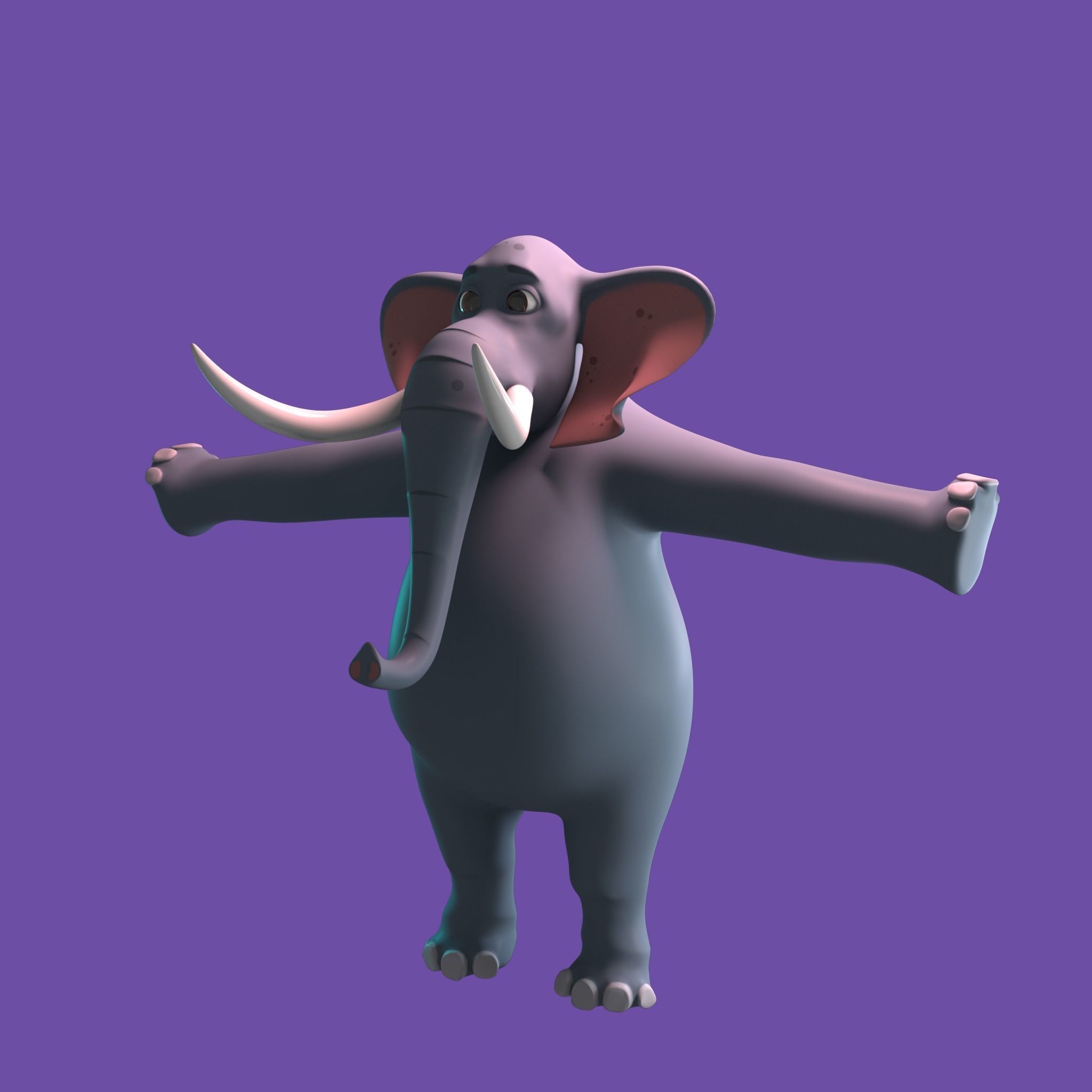 Stylized Elephant NoRig Low-poly 3D model_18