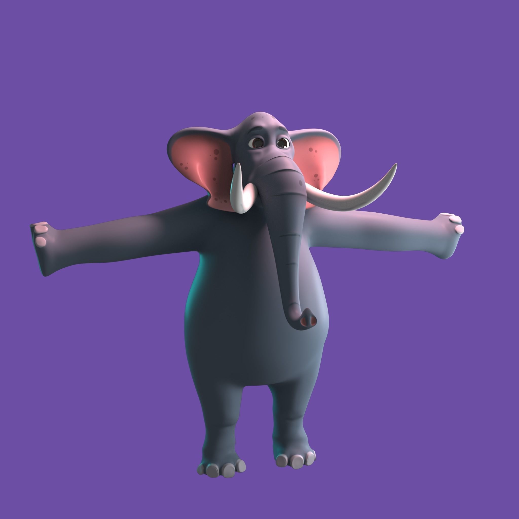 Stylized Elephant NoRig Low-poly 3D model_8