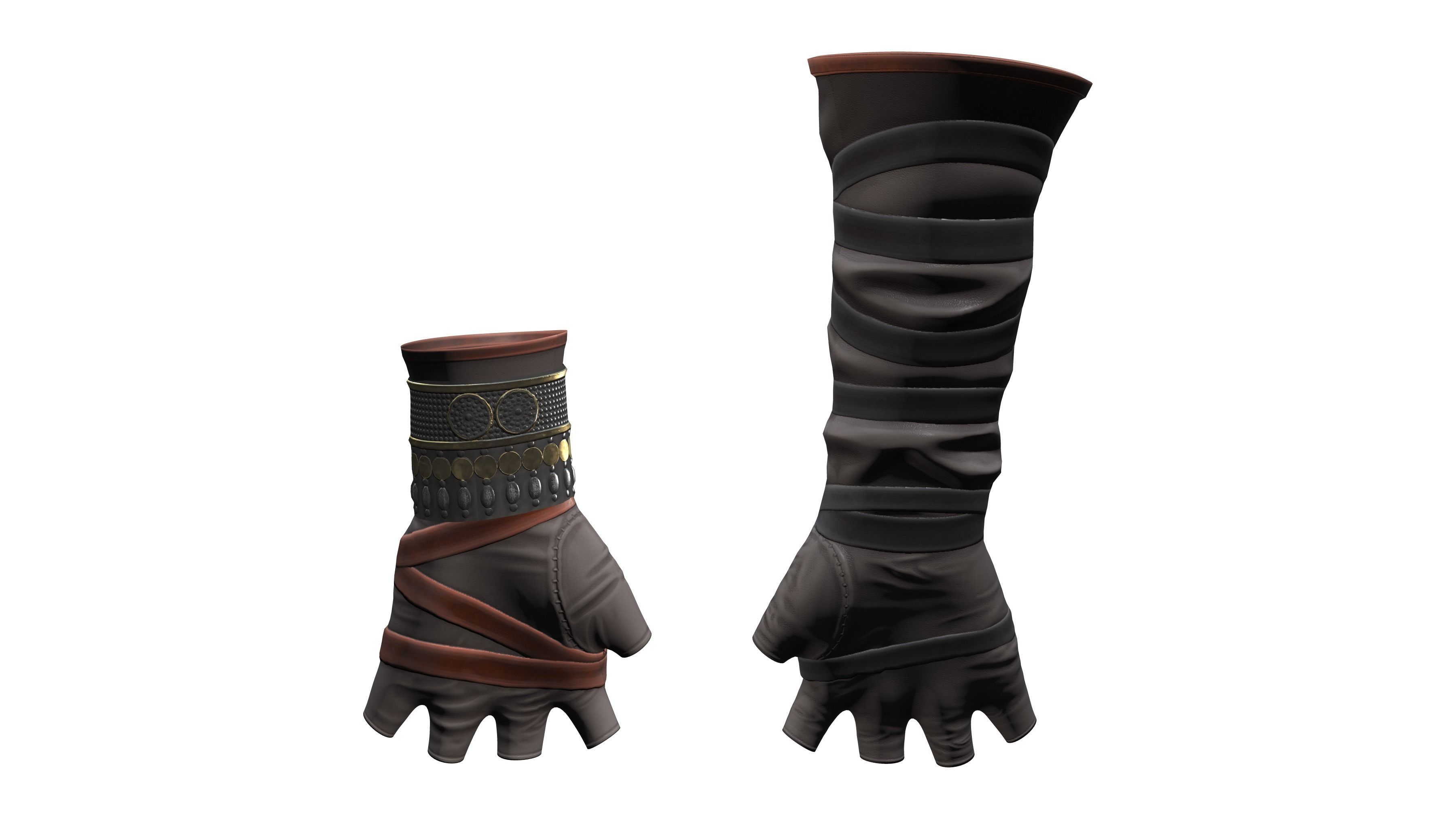 Medieval Female Warrior Gloves Low-poly 3D model_4